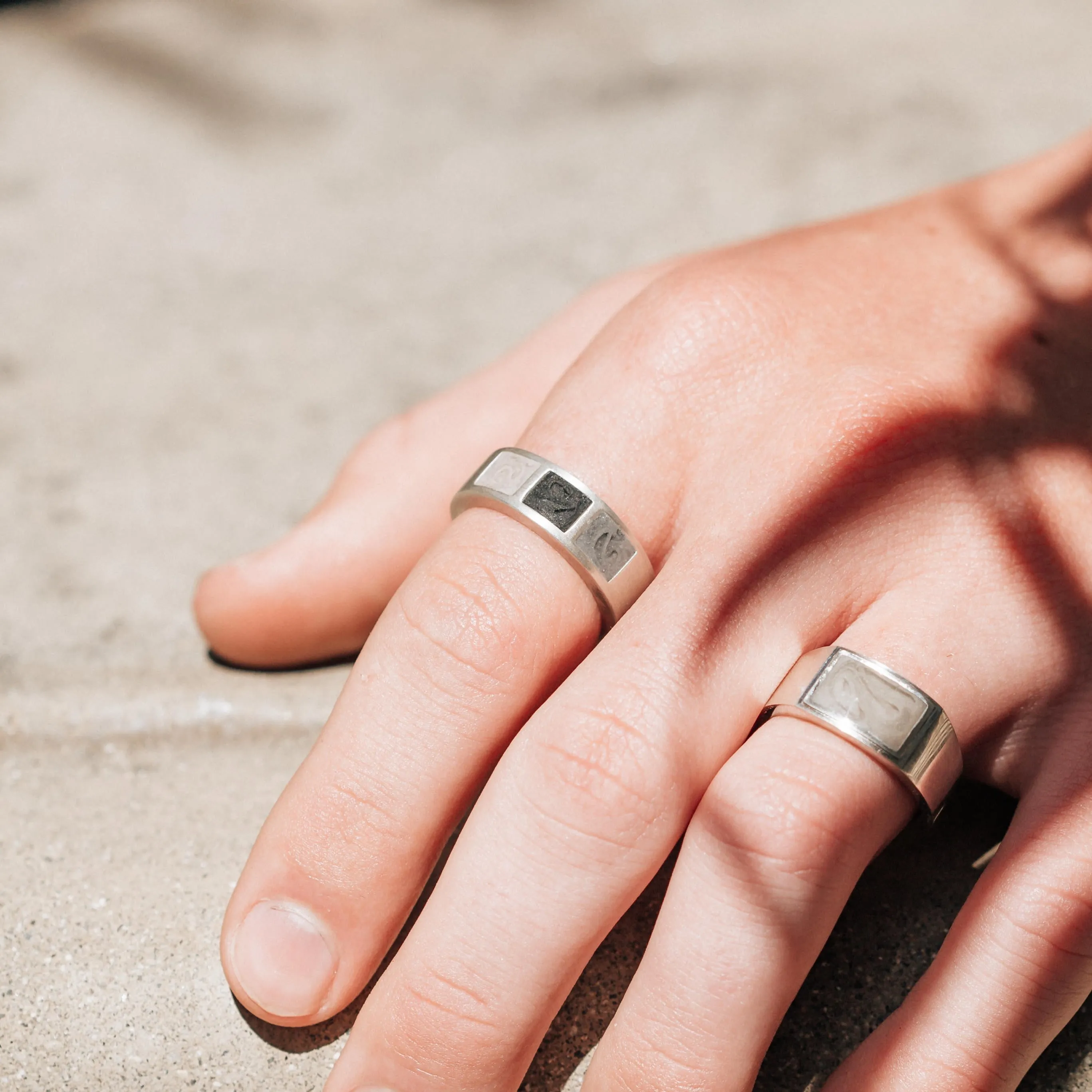 Three Setting Classic Band Cremation Ring in Sterling Silver