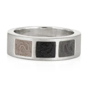 Three Setting Classic Band Cremation Ring in Sterling Silver