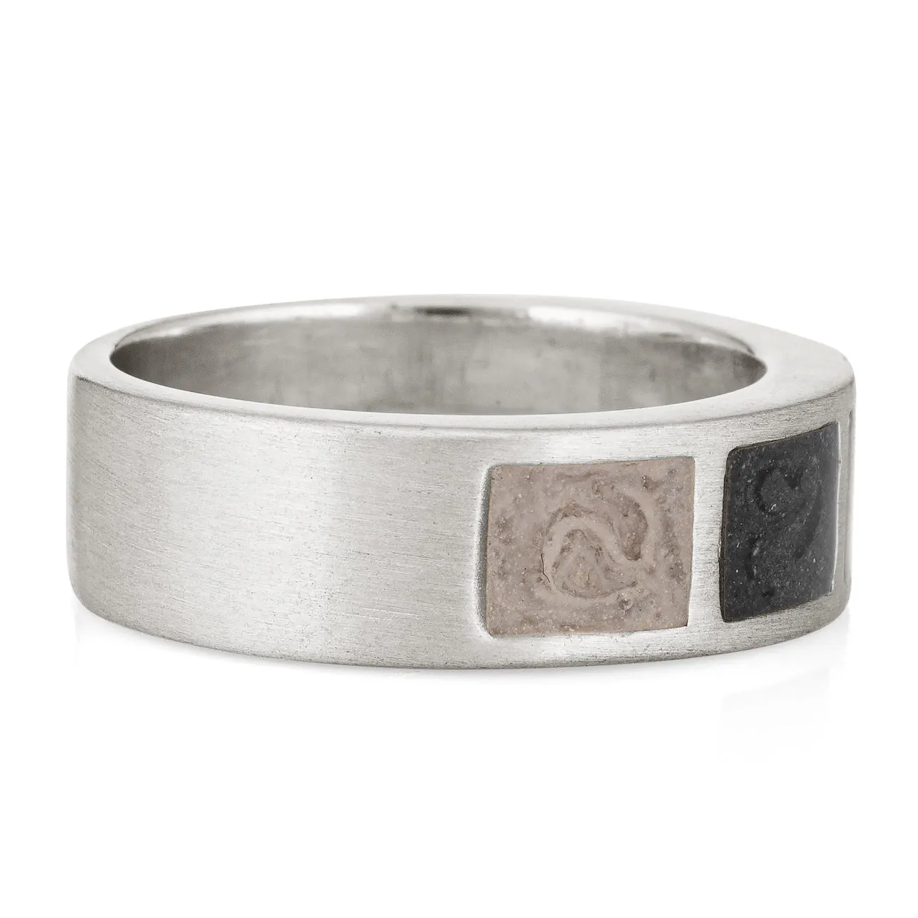 Three Setting Classic Band Cremation Ring in Sterling Silver