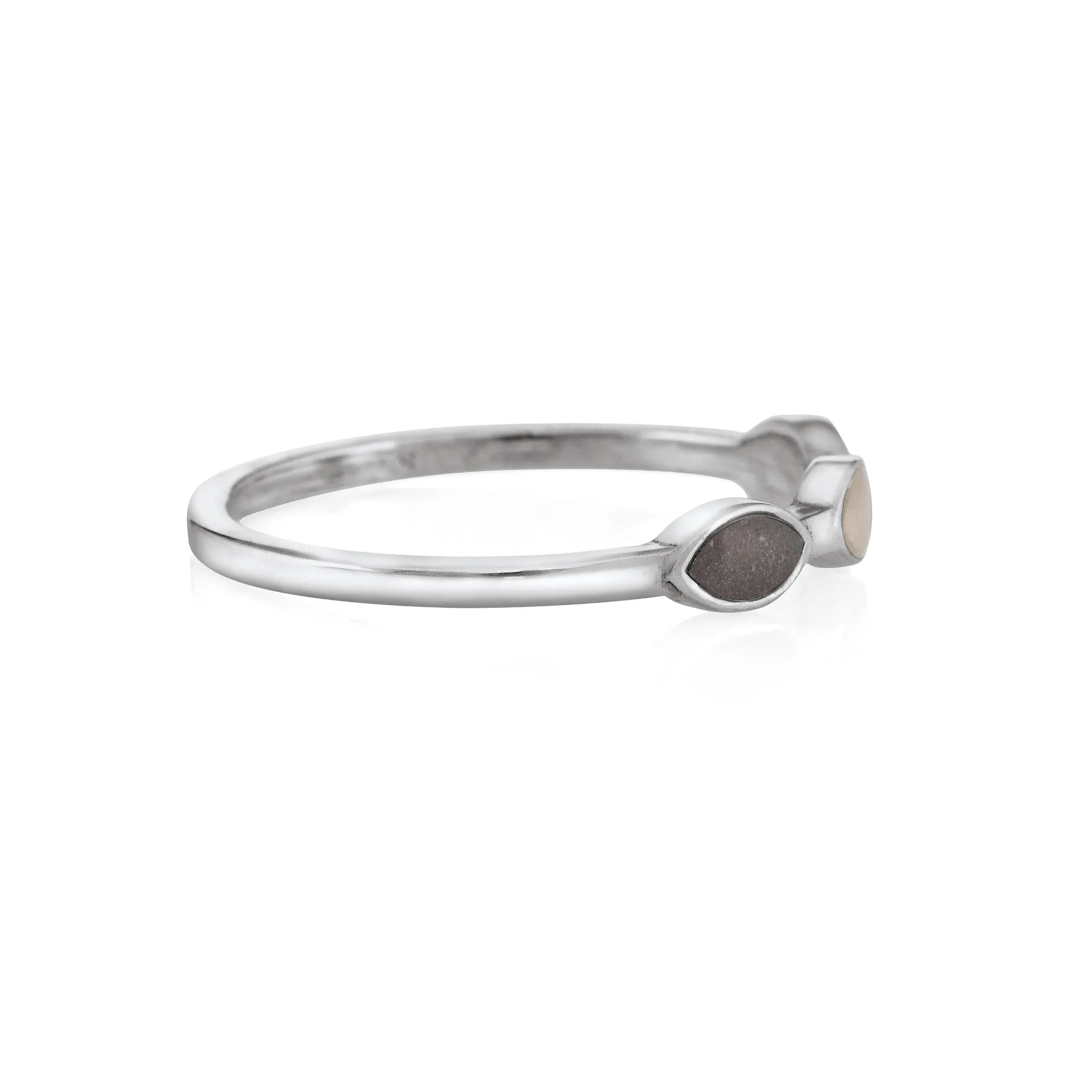 Three Setting Cremation Ring in 14K White Gold