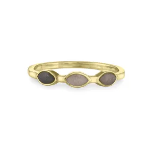 Three Setting Cremation Ring in 14K Yellow Gold