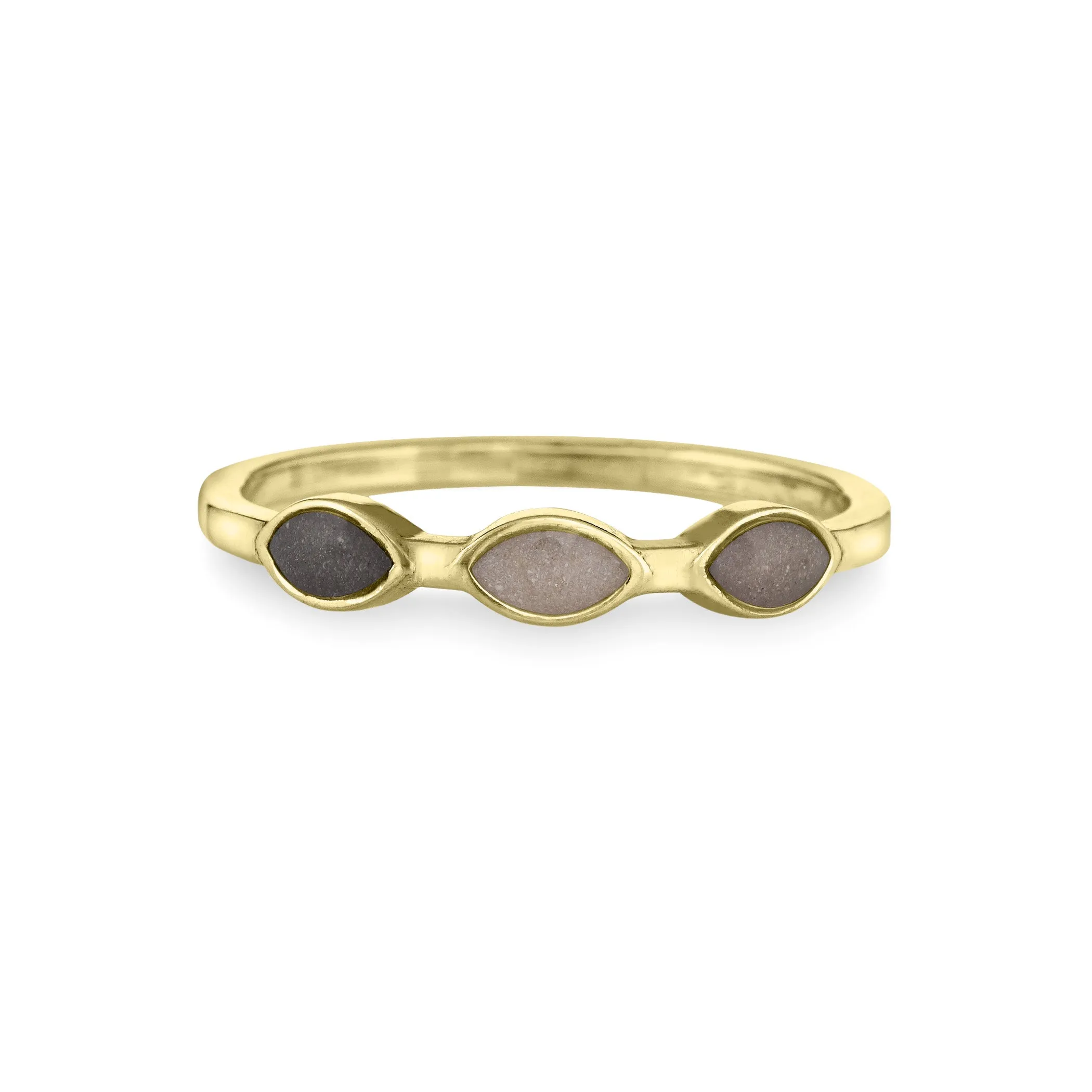 Three Setting Cremation Ring in 14K Yellow Gold