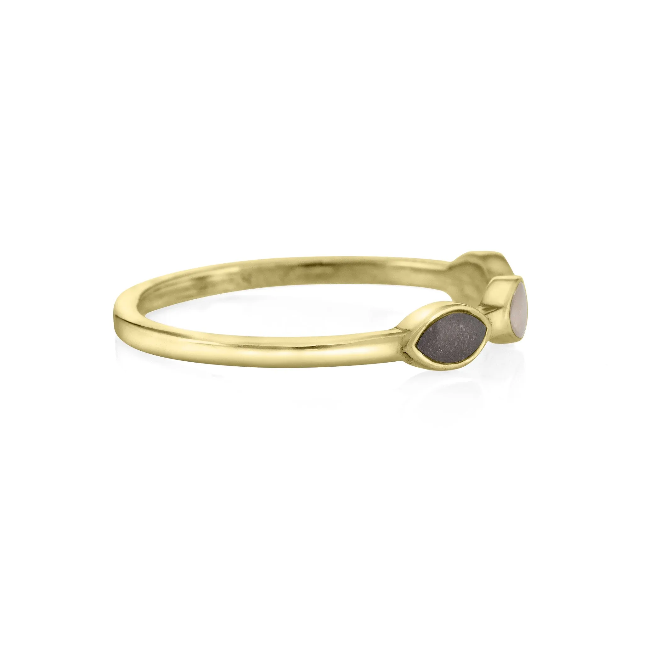 Three Setting Cremation Ring in 14K Yellow Gold