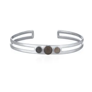 Three Setting Cuff Cremation Bracelet in 14K White Gold