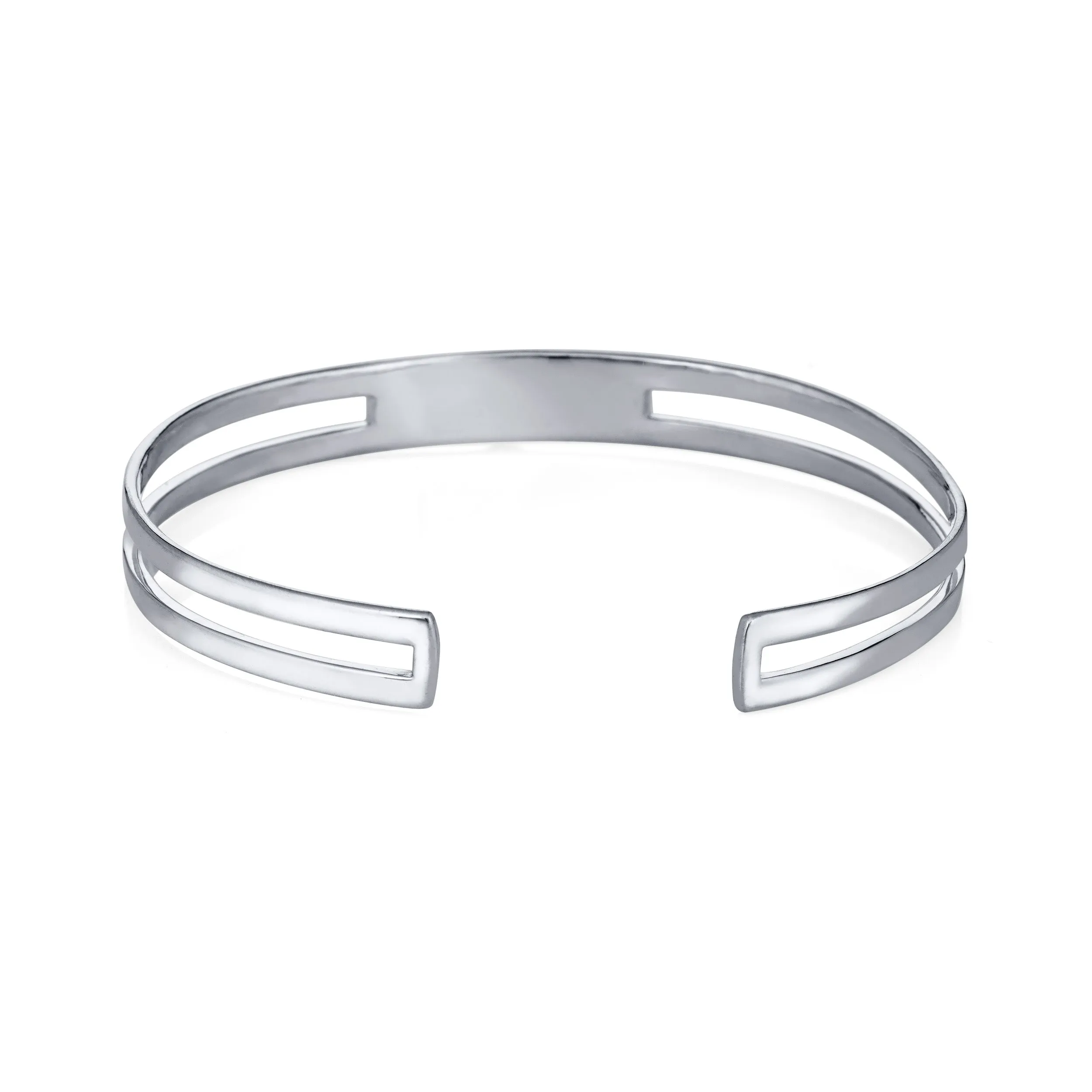 Three Setting Cuff Cremation Bracelet in 14K White Gold