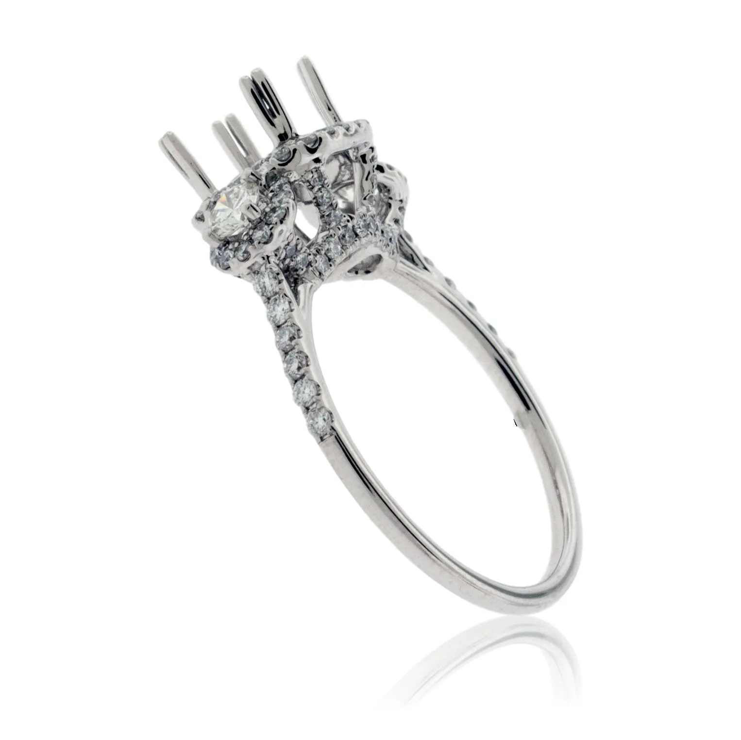 Three Stone Style Diamond Engagement Semi-Mount Ring