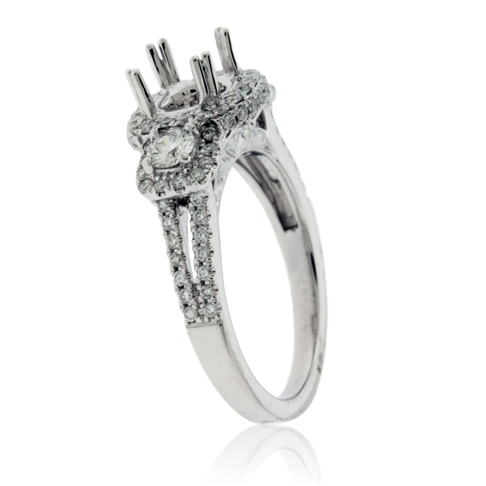 Three Stone Style Diamond Engagement Semi-Mount Ring