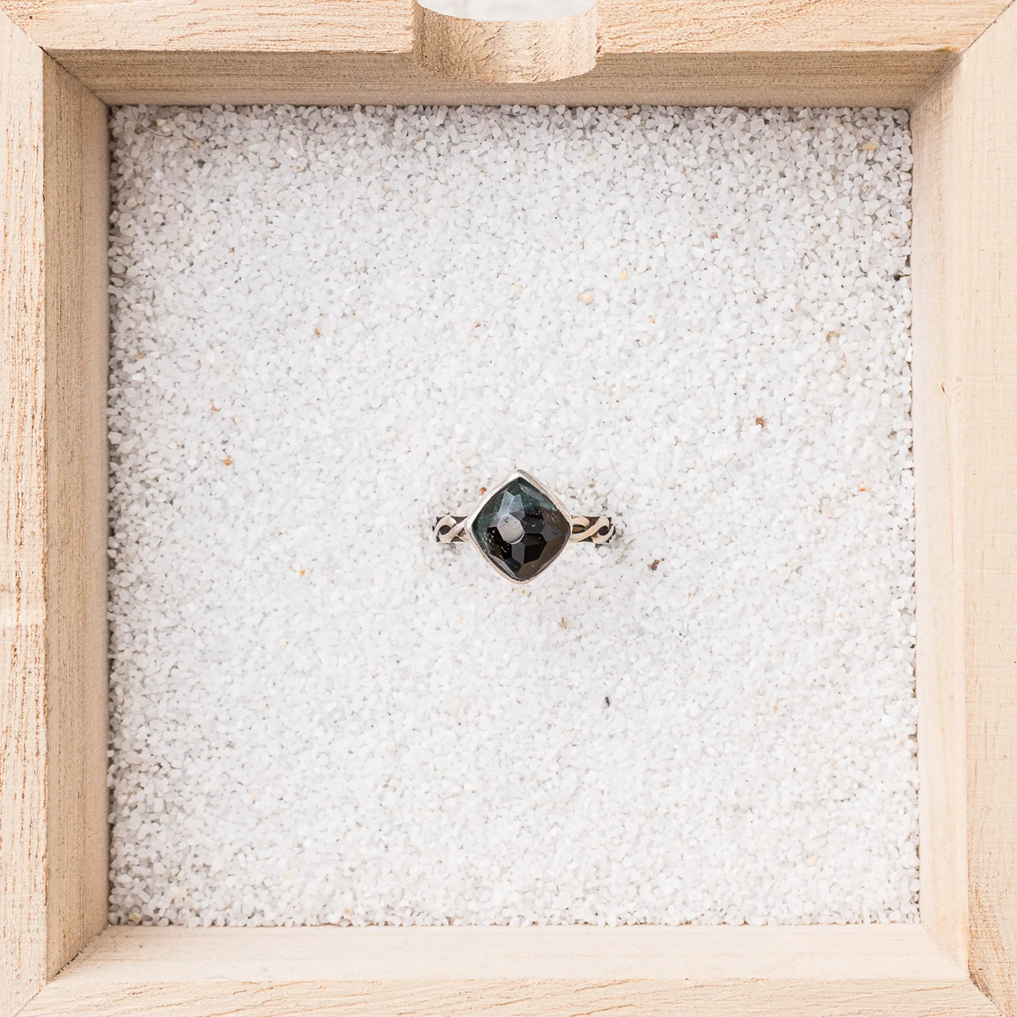 Tourmaline Cushion Ring on Infinity Band