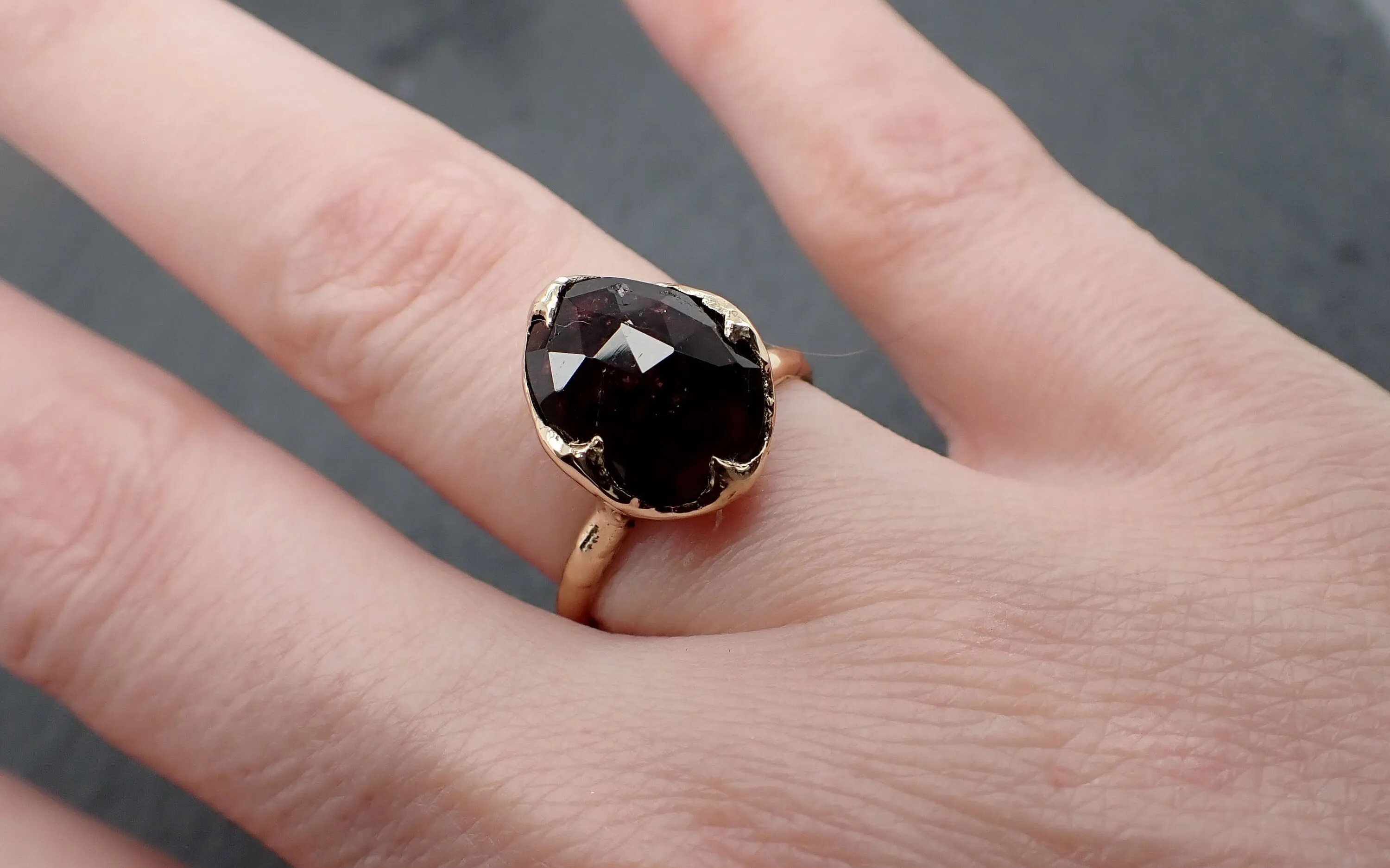 Tourmaline Yellow 14k Gold Gemstone Ring Solitaire statement cocktail recycled 3362
