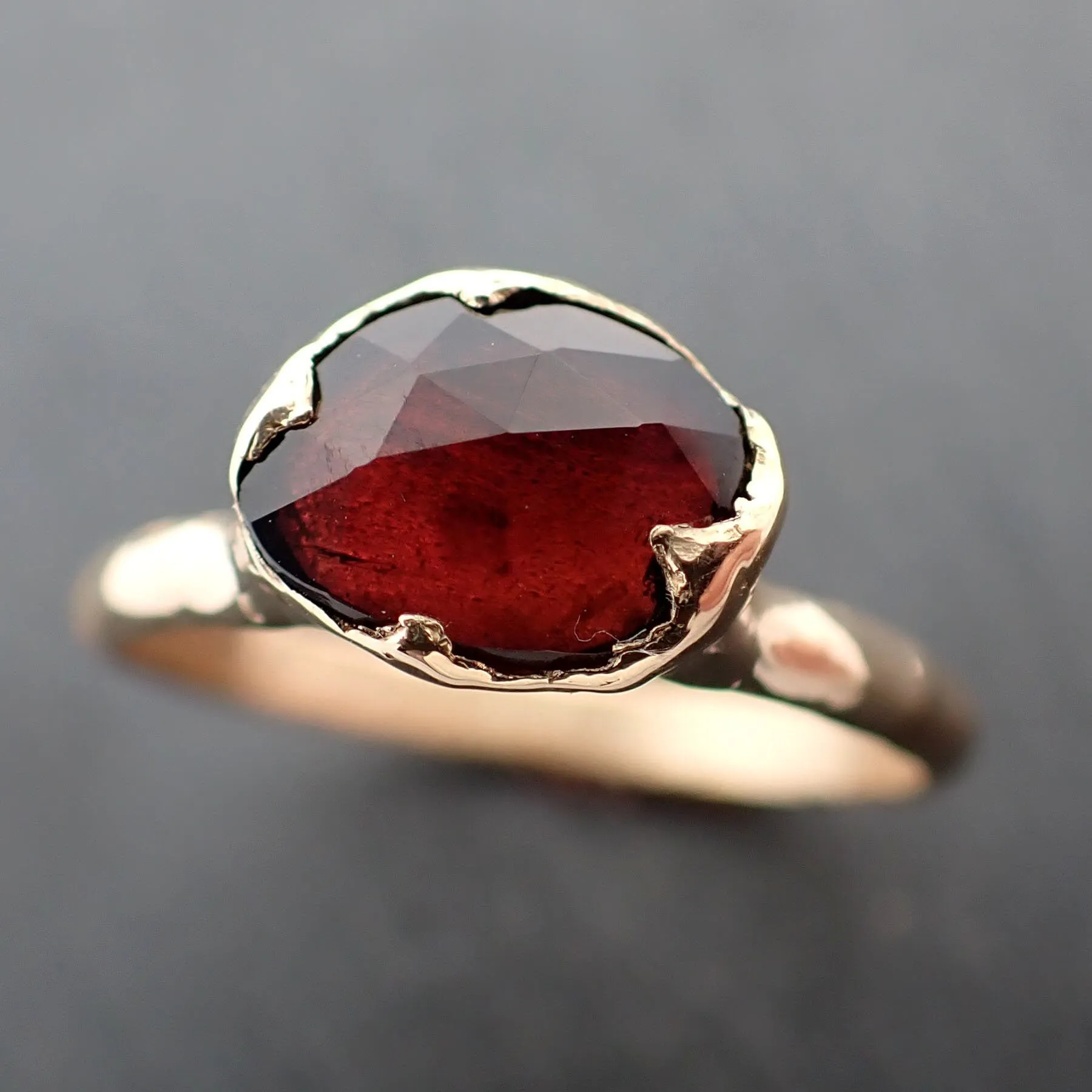 Tourmaline Yellow 18k Gold Ring Fancy cut red Gemstone Solitaire recycled statement cocktail statement 3364