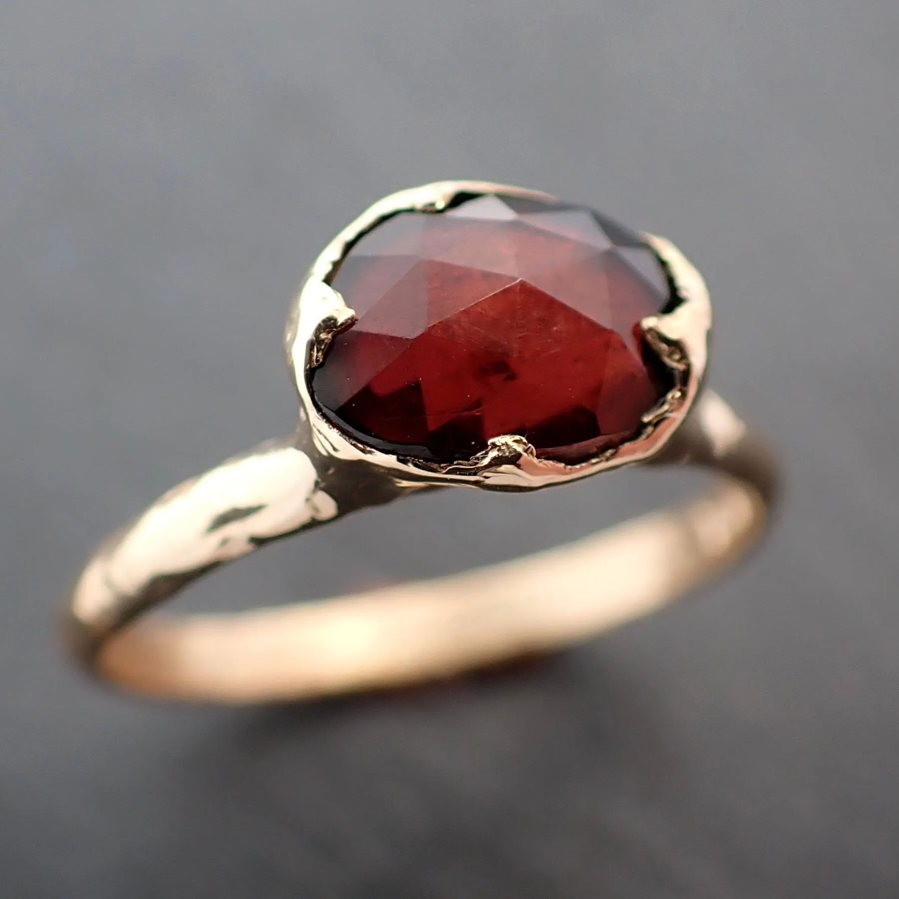 Tourmaline Yellow 18k Gold Ring Fancy cut red Gemstone Solitaire recycled statement cocktail statement 3364