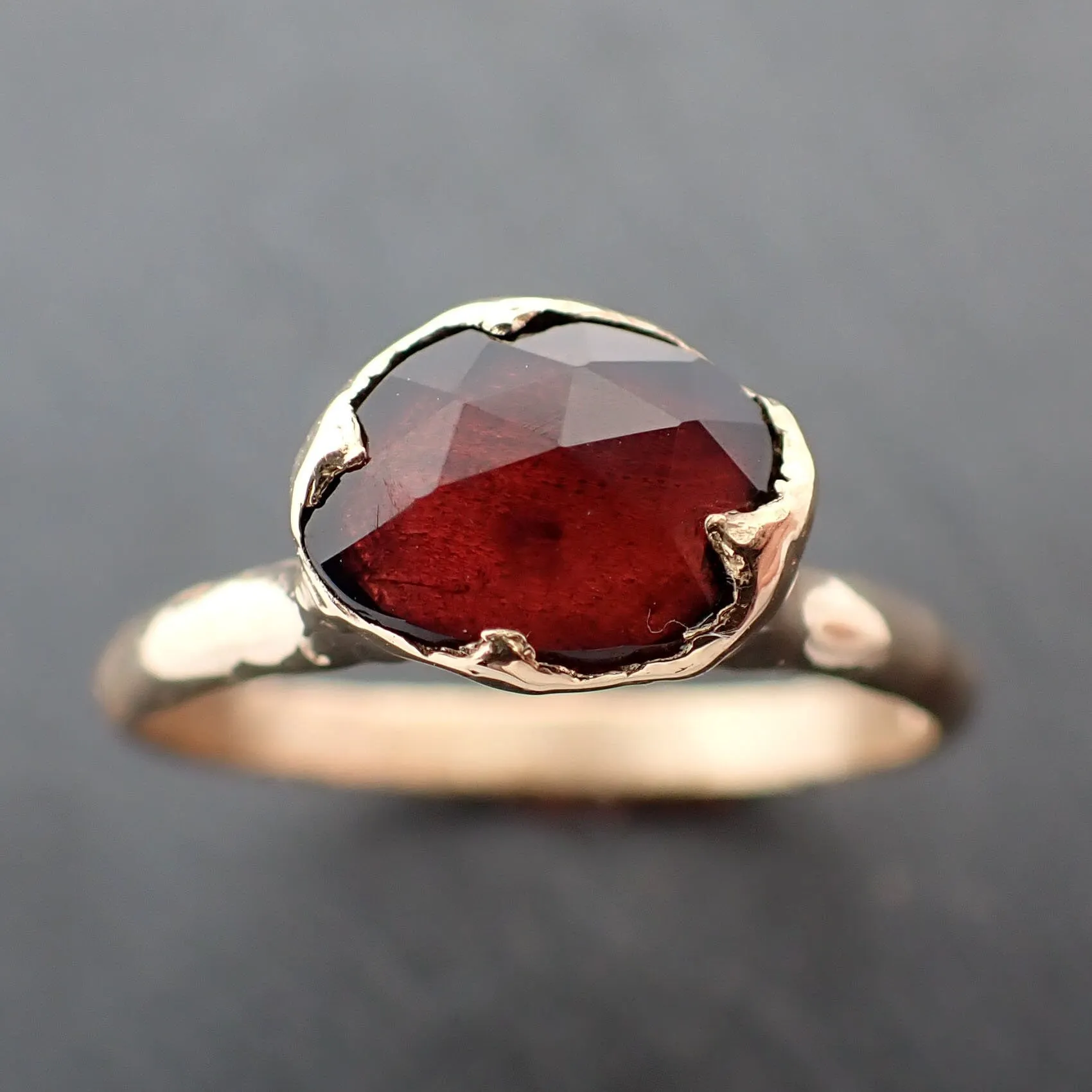 Tourmaline Yellow 18k Gold Ring Fancy cut red Gemstone Solitaire recycled statement cocktail statement 3364