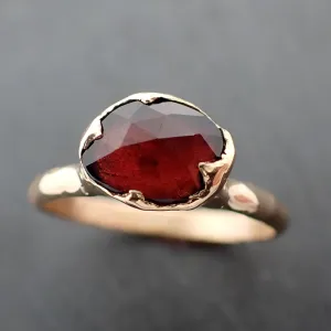 Tourmaline Yellow 18k Gold Ring Fancy cut red Gemstone Solitaire recycled statement cocktail statement 3364
