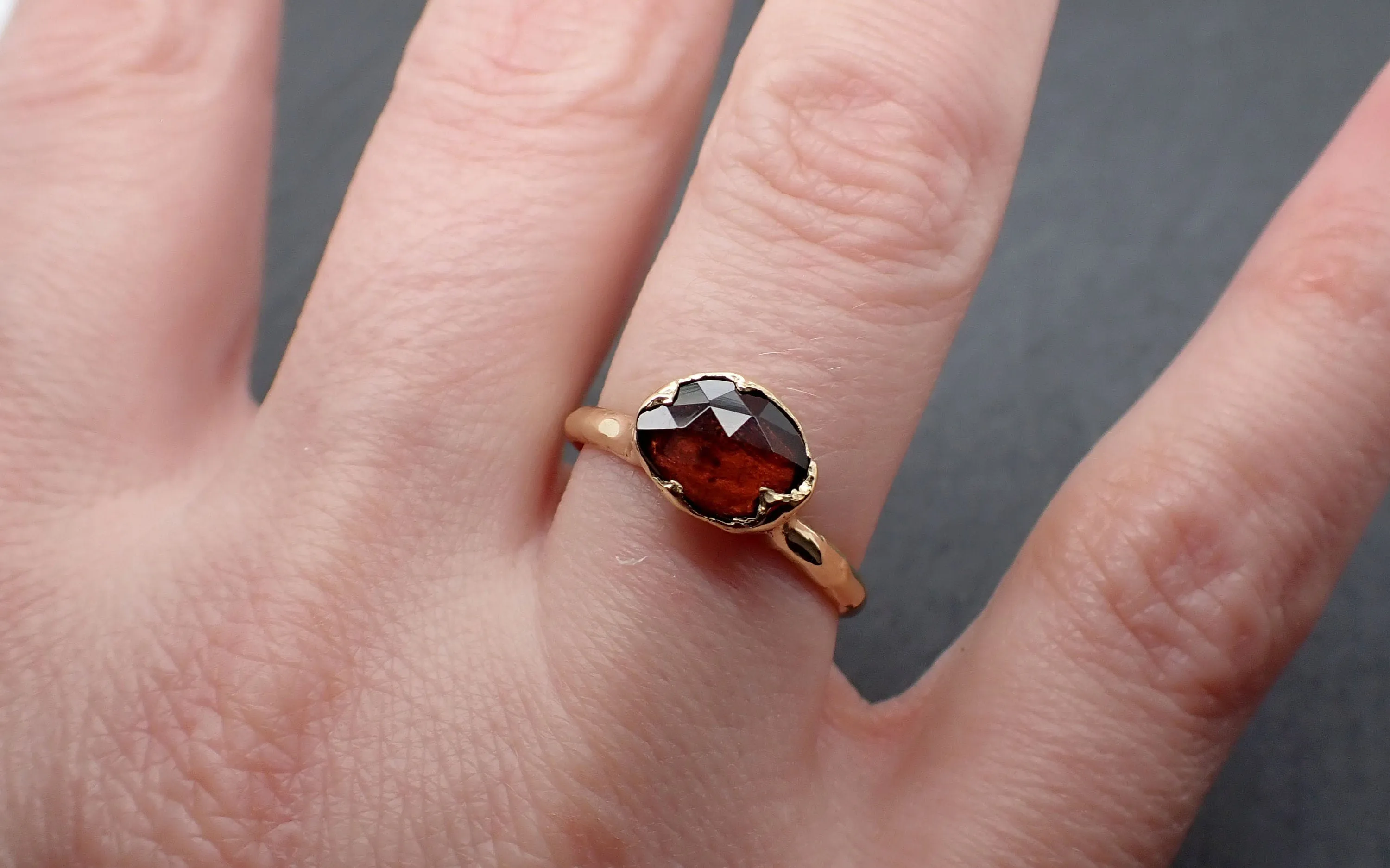 Tourmaline Yellow 18k Gold Ring Fancy cut red Gemstone Solitaire recycled statement cocktail statement 3364