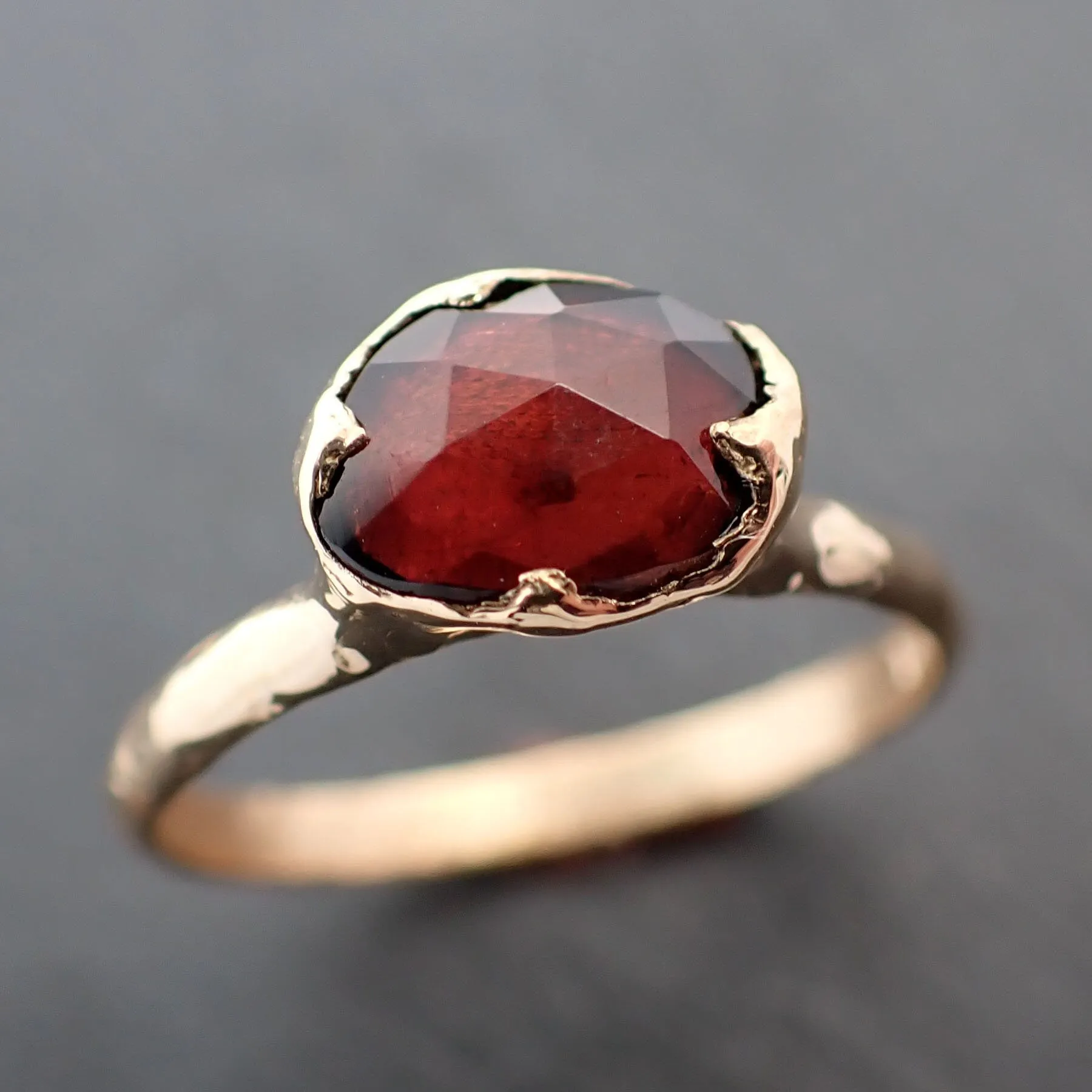 Tourmaline Yellow 18k Gold Ring Fancy cut red Gemstone Solitaire recycled statement cocktail statement 3364