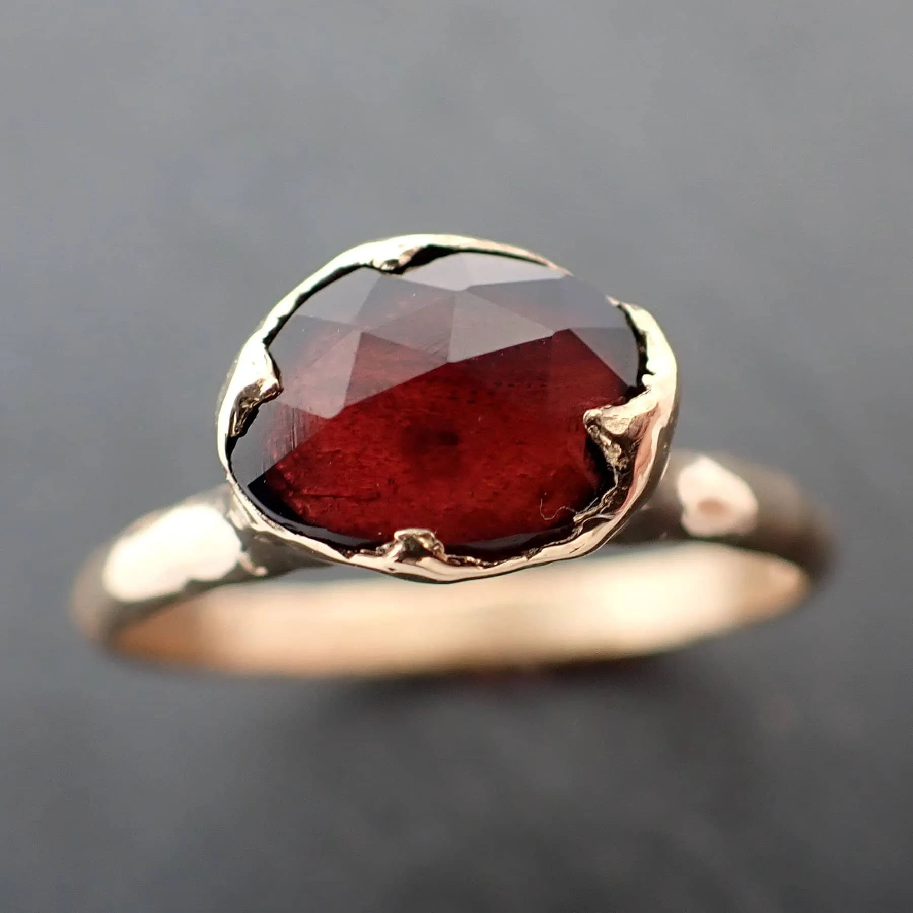 Tourmaline Yellow 18k Gold Ring Fancy cut red Gemstone Solitaire recycled statement cocktail statement 3364
