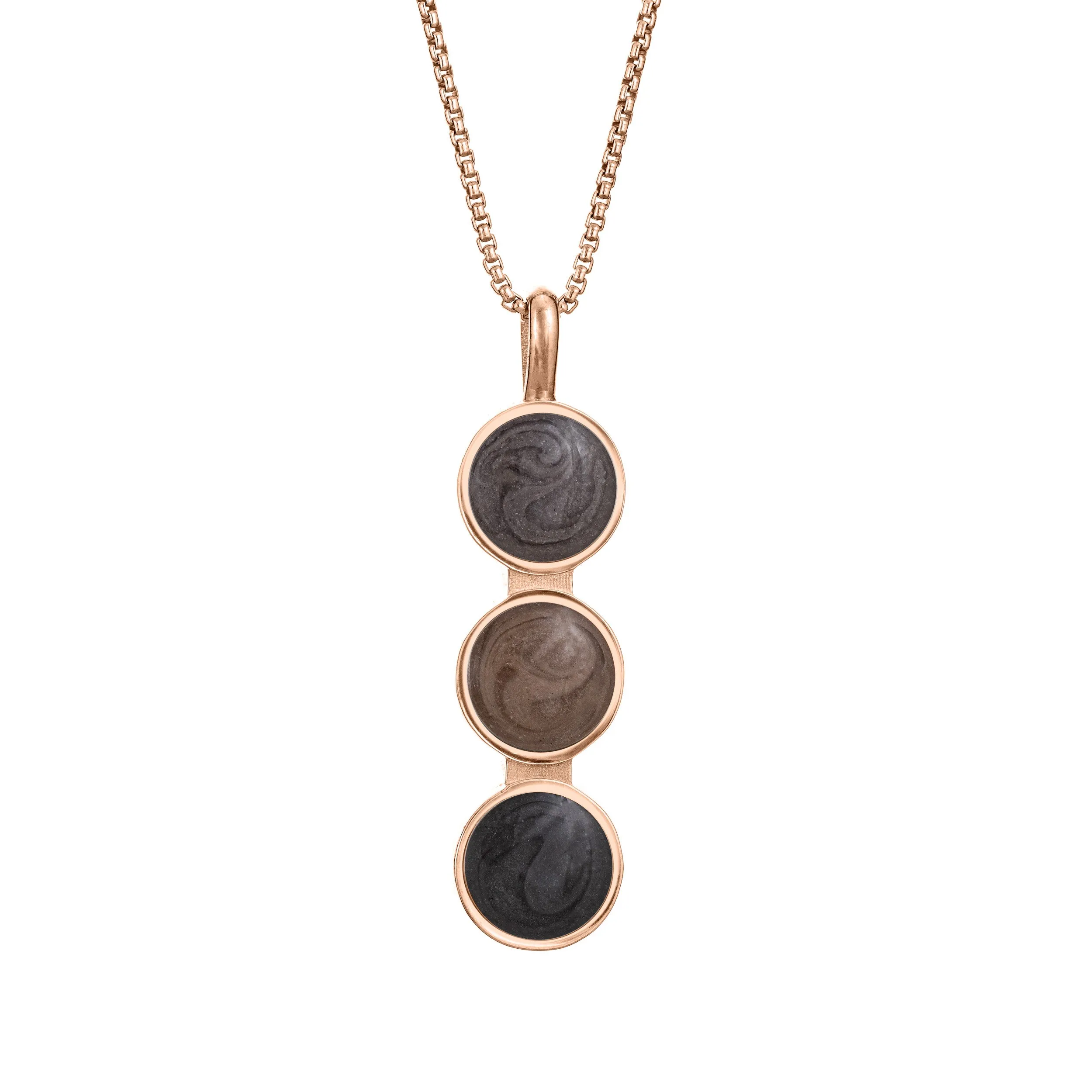 Triple Circle Setting Cremation Necklace in 14K Rose Gold