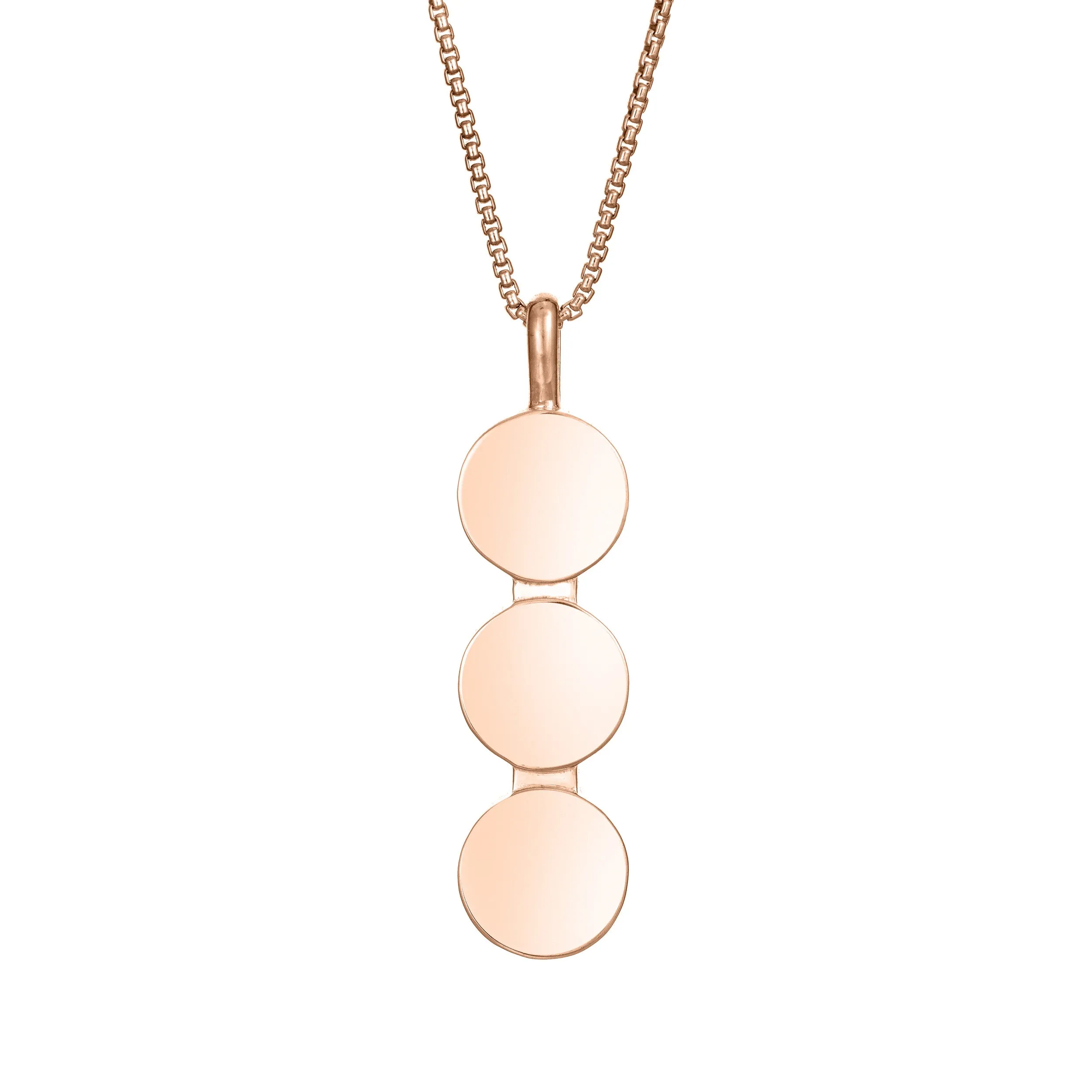 Triple Circle Setting Cremation Necklace in 14K Rose Gold