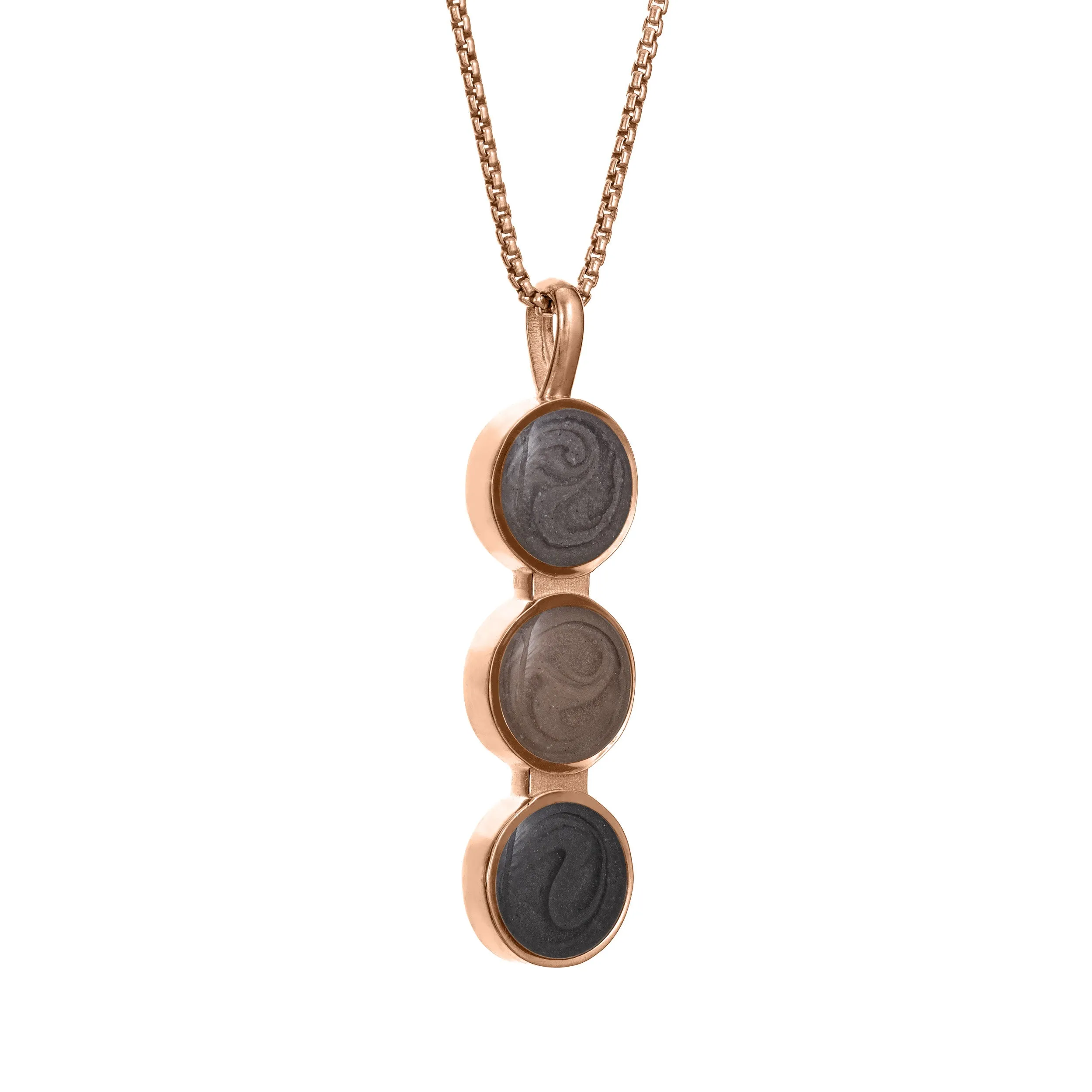 Triple Circle Setting Cremation Necklace in 14K Rose Gold
