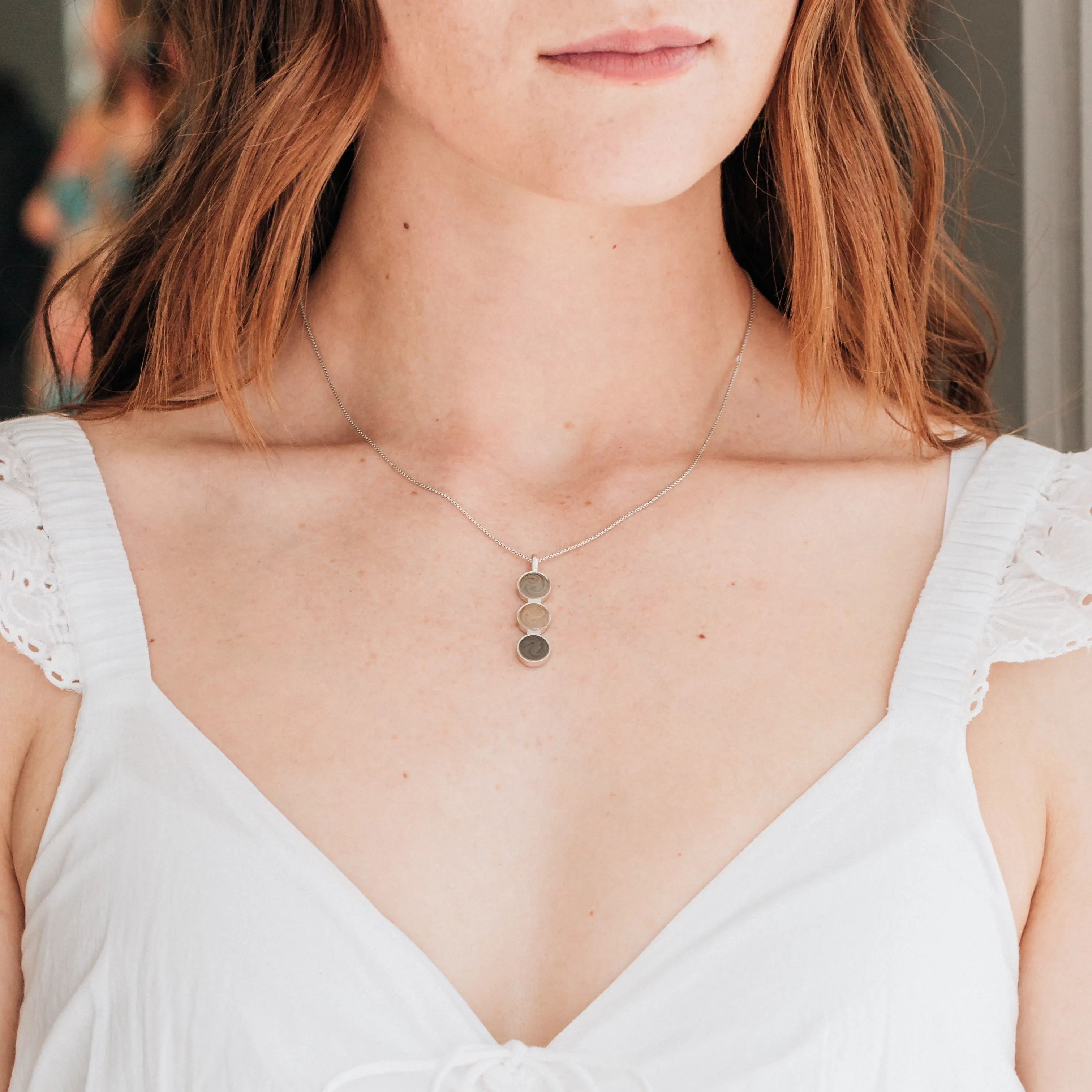 Triple Circle Setting Cremation Necklace in 14K Rose Gold