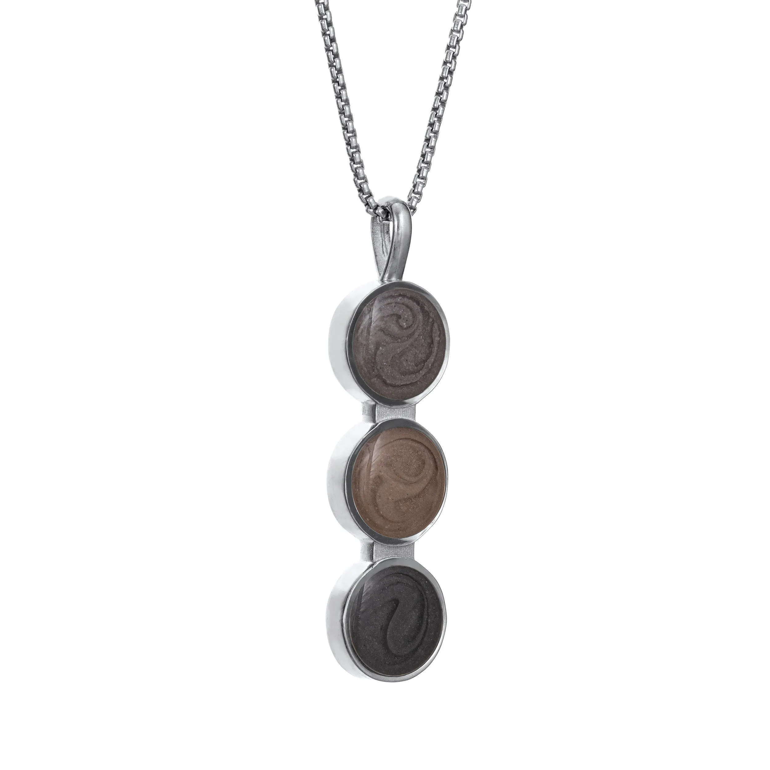 Triple Circle Setting Cremation Necklace in 14K White Gold