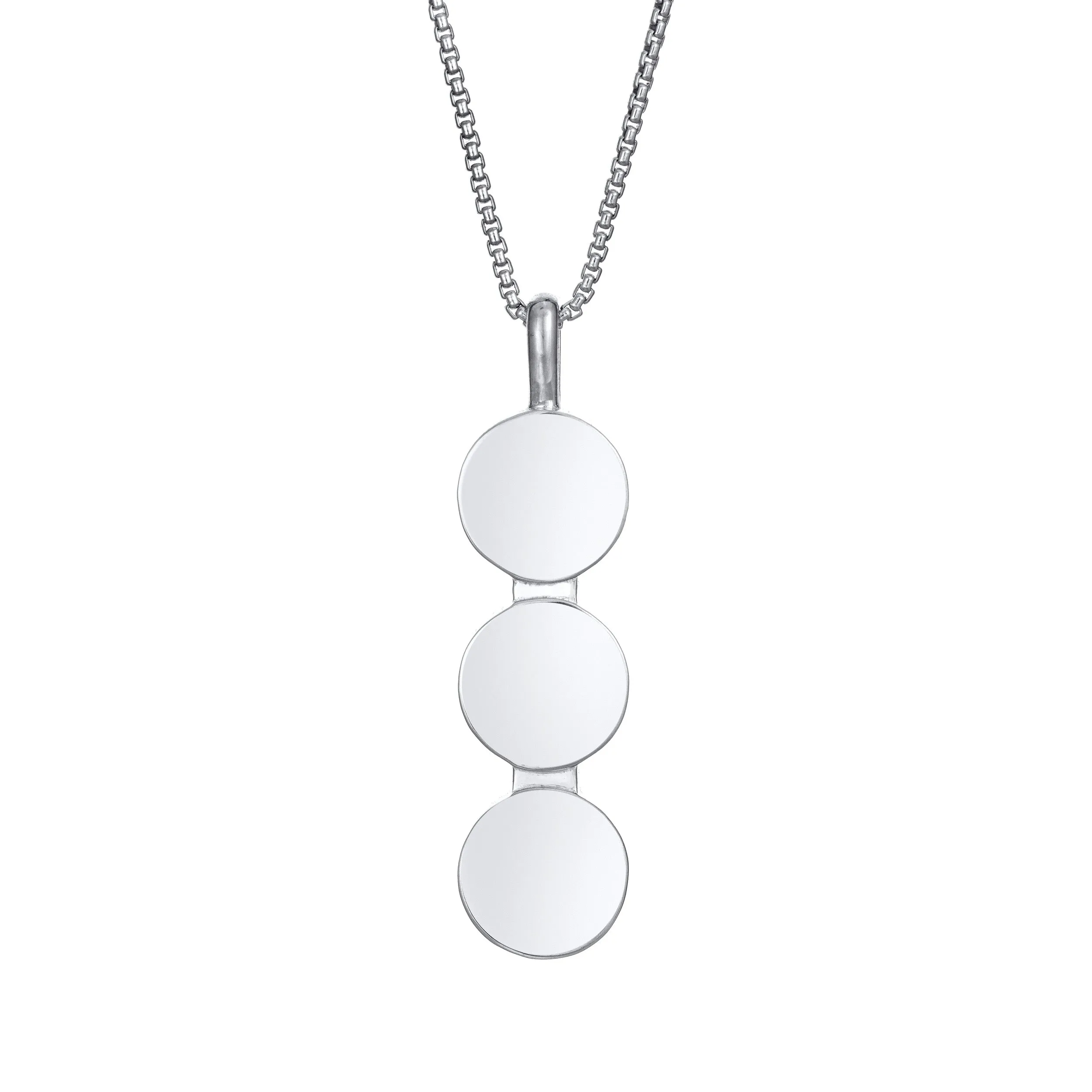 Triple Circle Setting Cremation Necklace in 14K White Gold