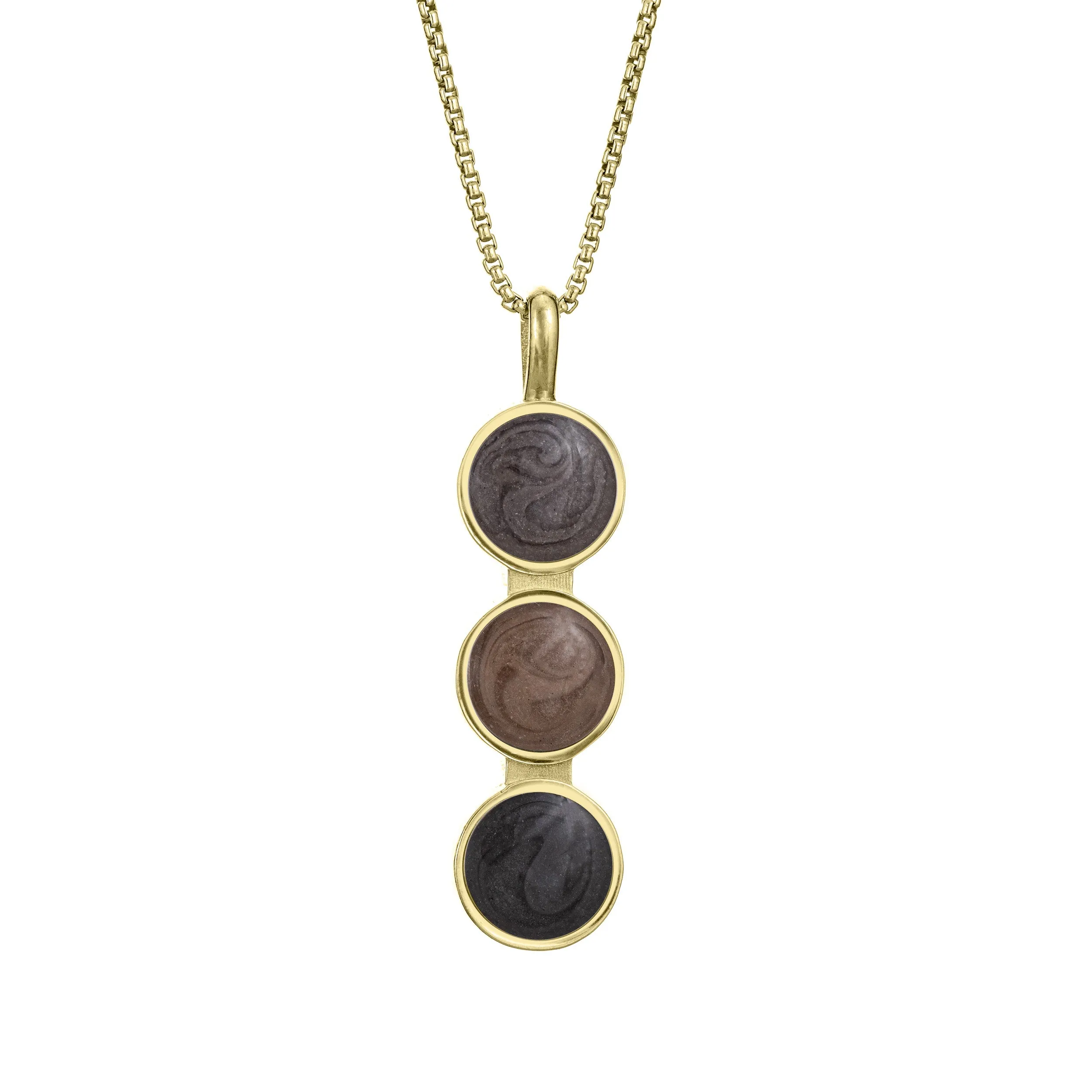 Triple Circle Setting Cremation Necklace in 14K Yellow Gold