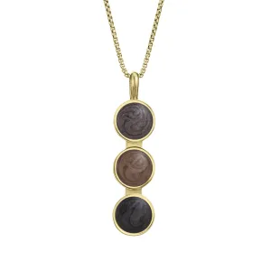 Triple Circle Setting Cremation Necklace in 14K Yellow Gold