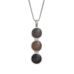Triple Circle Setting Cremation Necklace in Sterling Silver