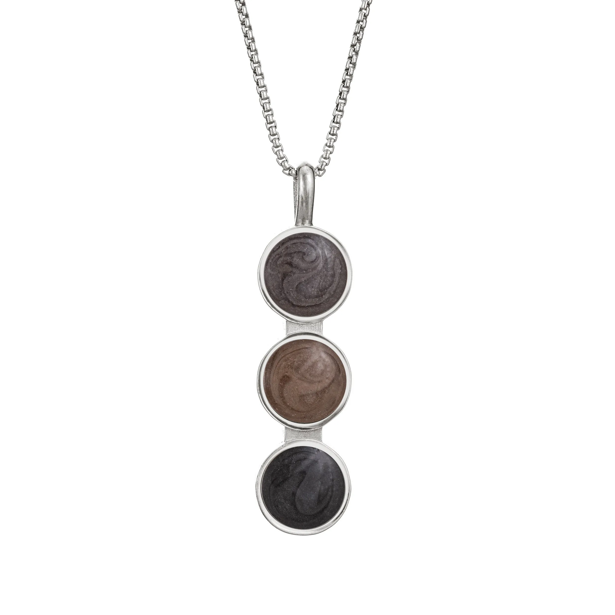 Triple Circle Setting Cremation Necklace in Sterling Silver