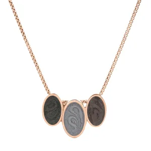 Triple Oval Cremation Necklace in 14K Rose Gold
