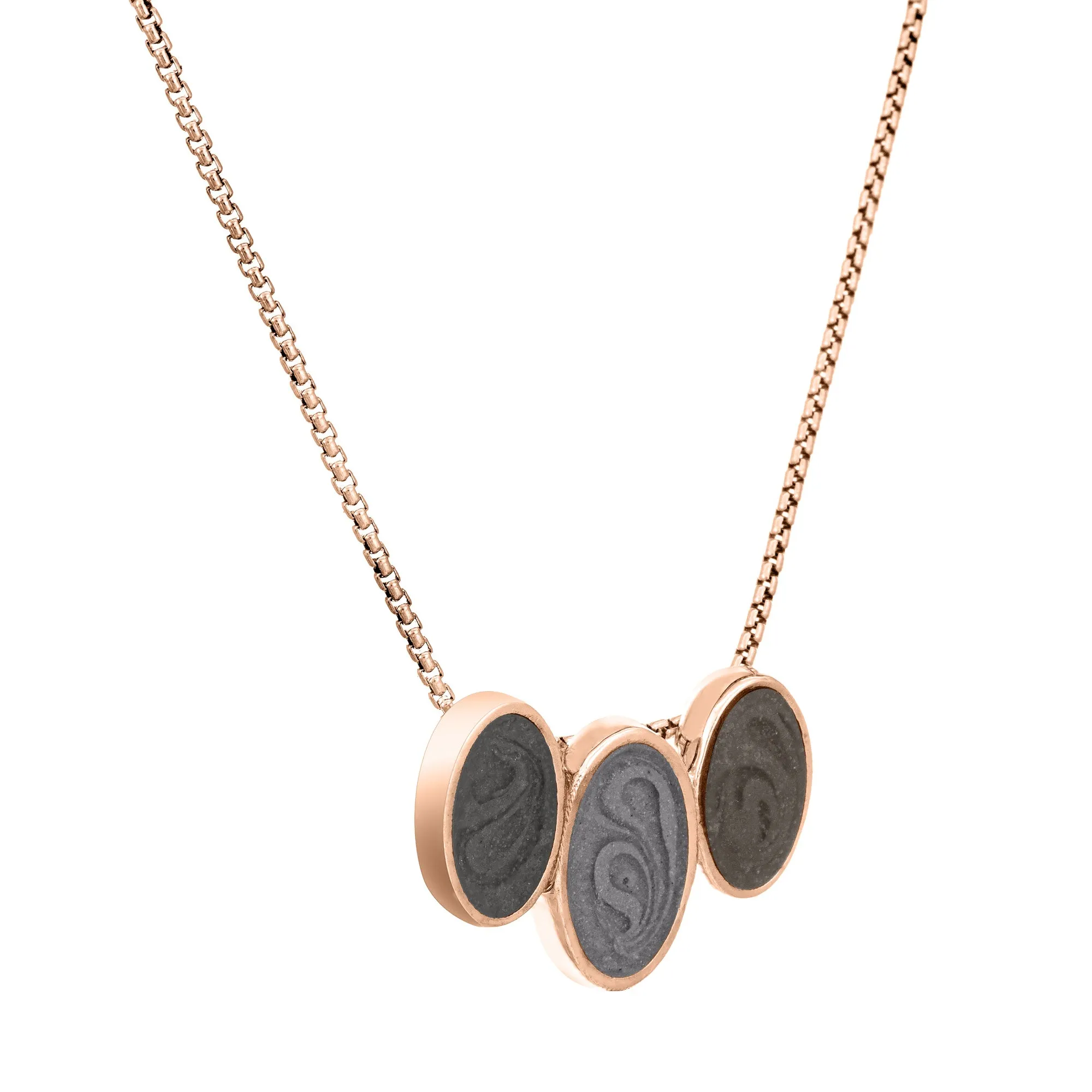 Triple Oval Cremation Necklace in 14K Rose Gold