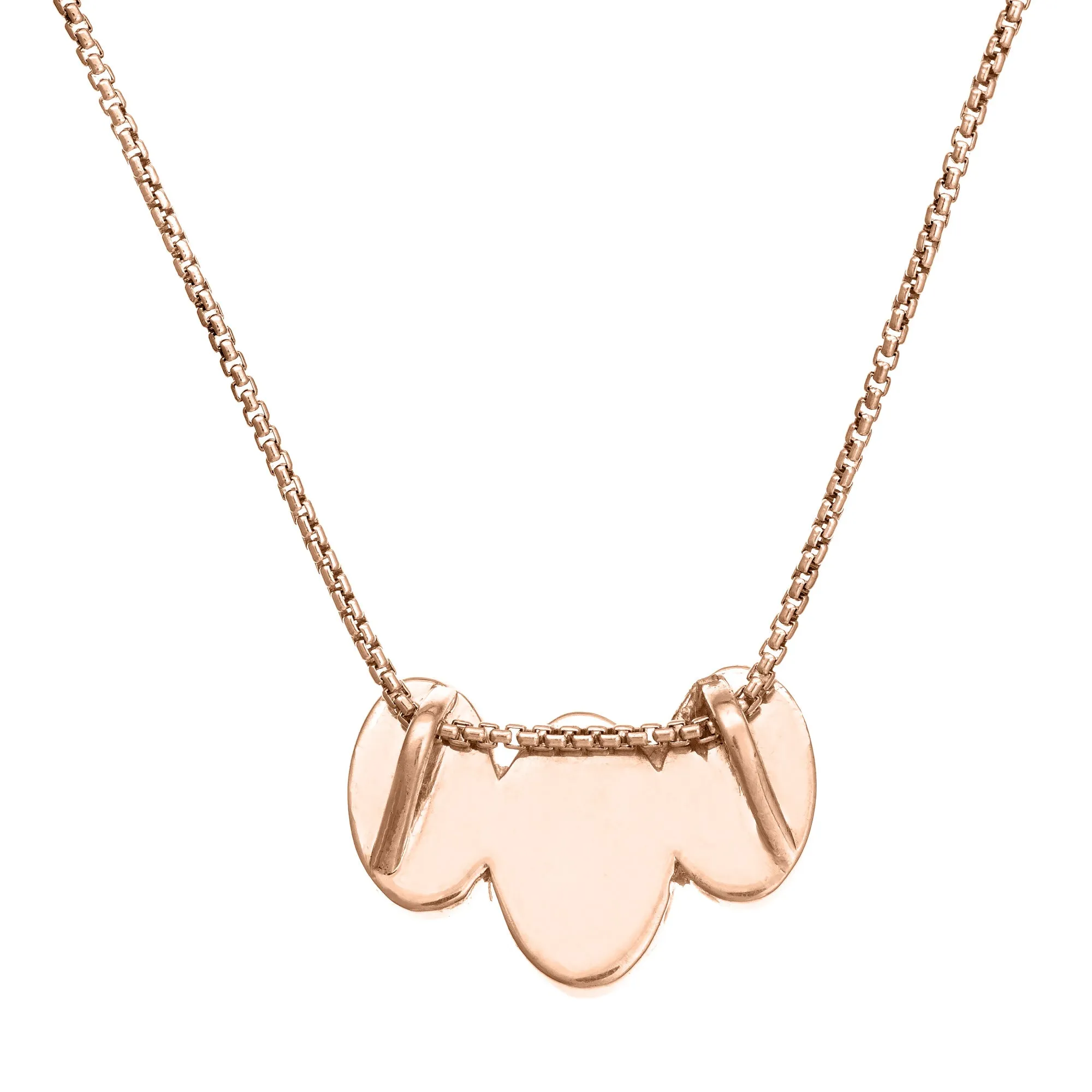 Triple Oval Cremation Necklace in 14K Rose Gold