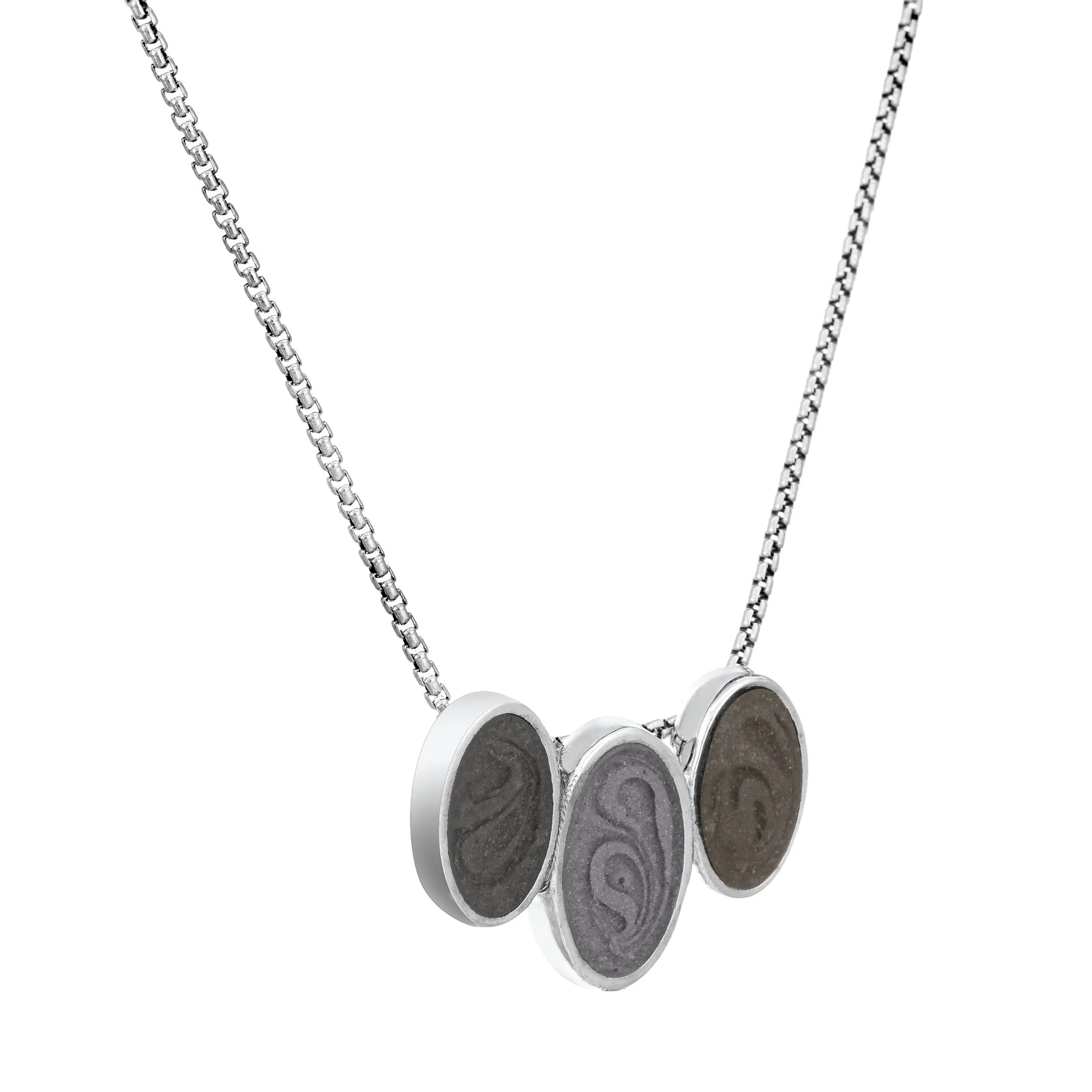 Triple Oval Cremation Necklace in 14K White Gold