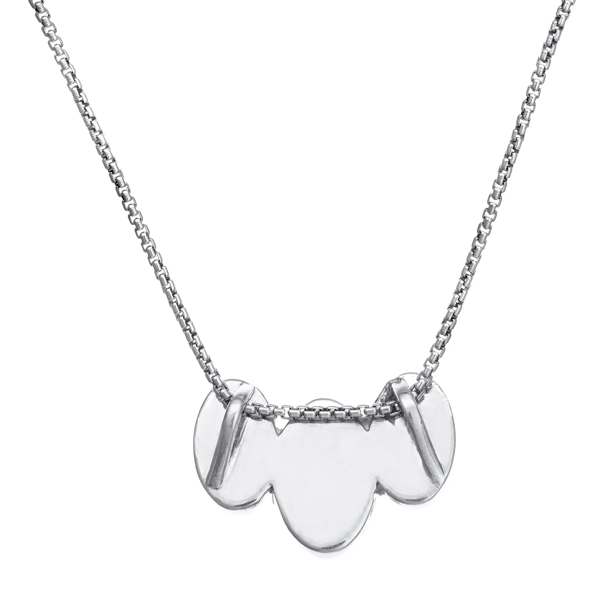 Triple Oval Cremation Necklace in 14K White Gold