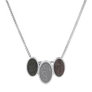 Triple Oval Cremation Necklace in 14K White Gold