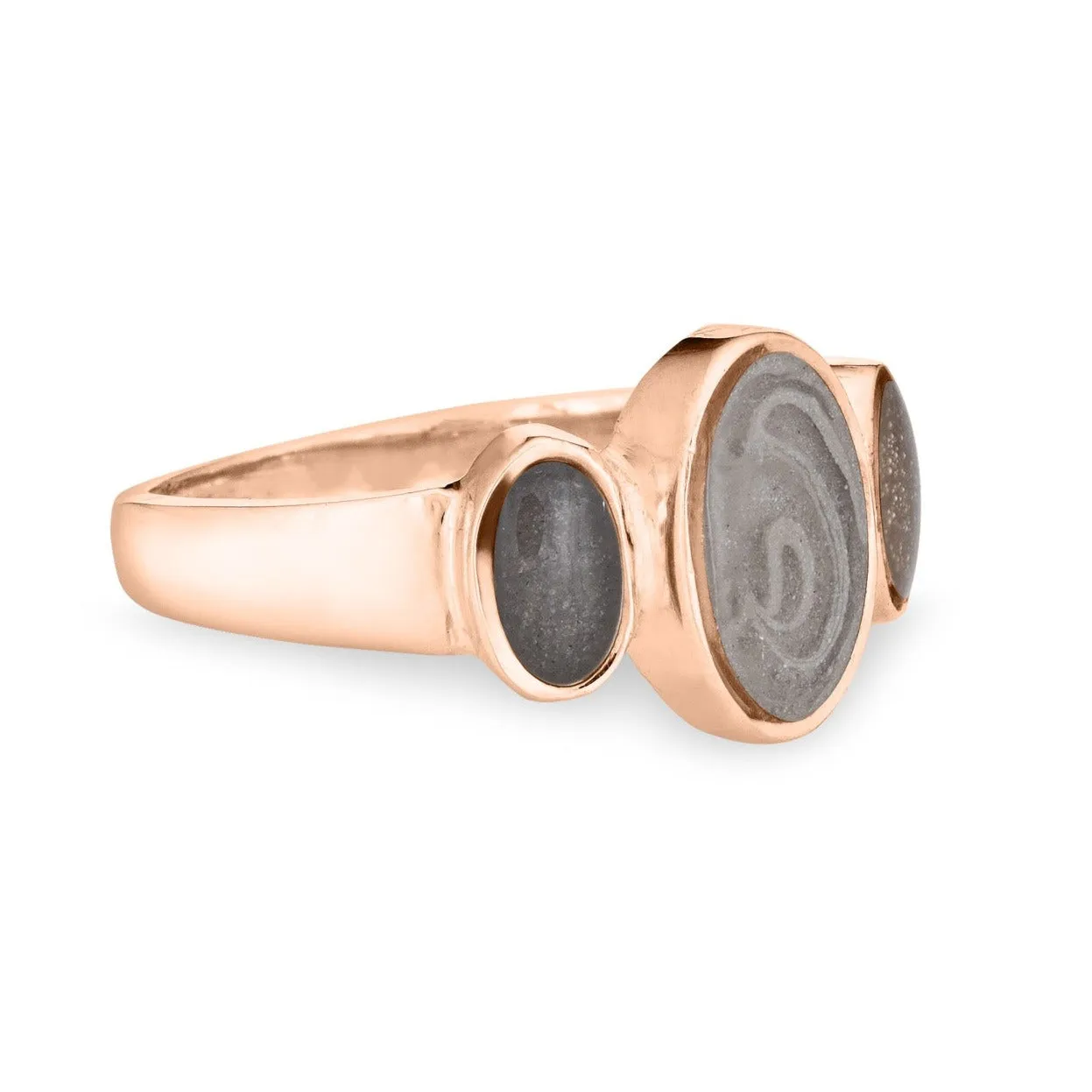 Triple Oval Cremation Ring in 14K Rose Gold