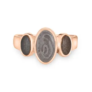 Triple Oval Cremation Ring in 14K Rose Gold