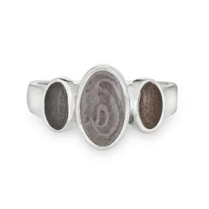 Triple Oval Cremation Ring in 14K White Gold