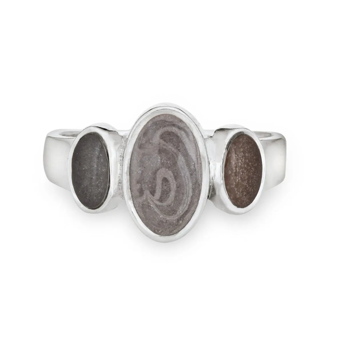 Triple Oval Cremation Ring in 14K White Gold