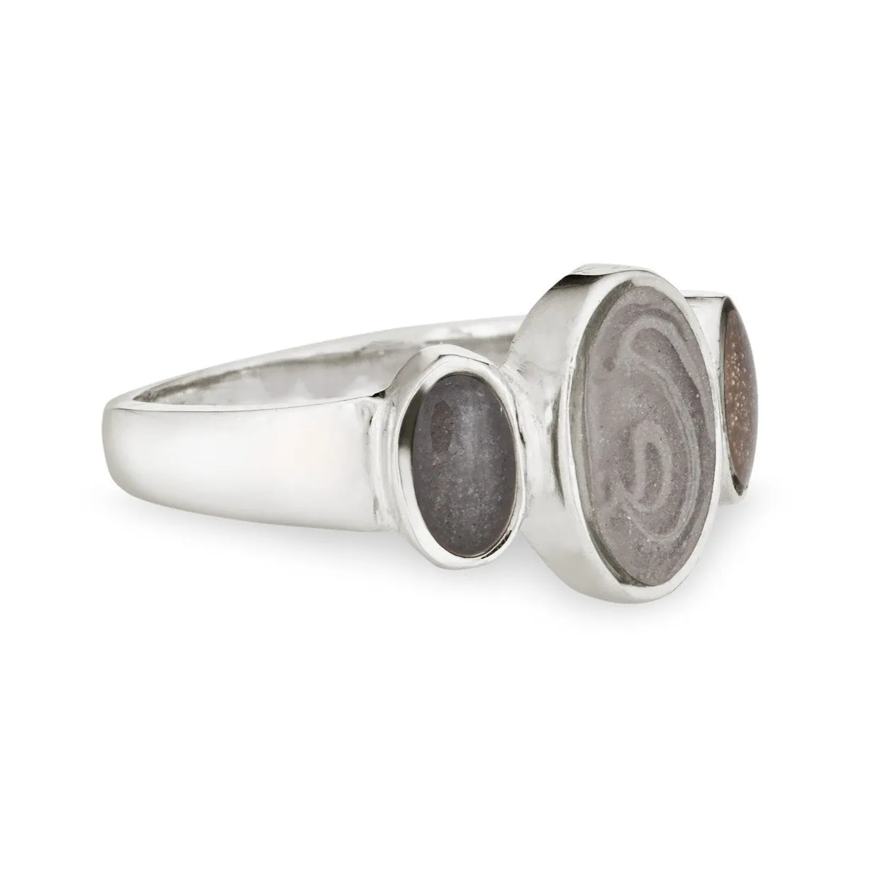 Triple Oval Cremation Ring in Sterling Silver