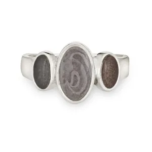 Triple Oval Cremation Ring in Sterling Silver
