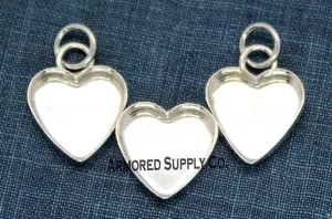 Triple Staggered Heart Bezel Pendant Blank Mounting Silver