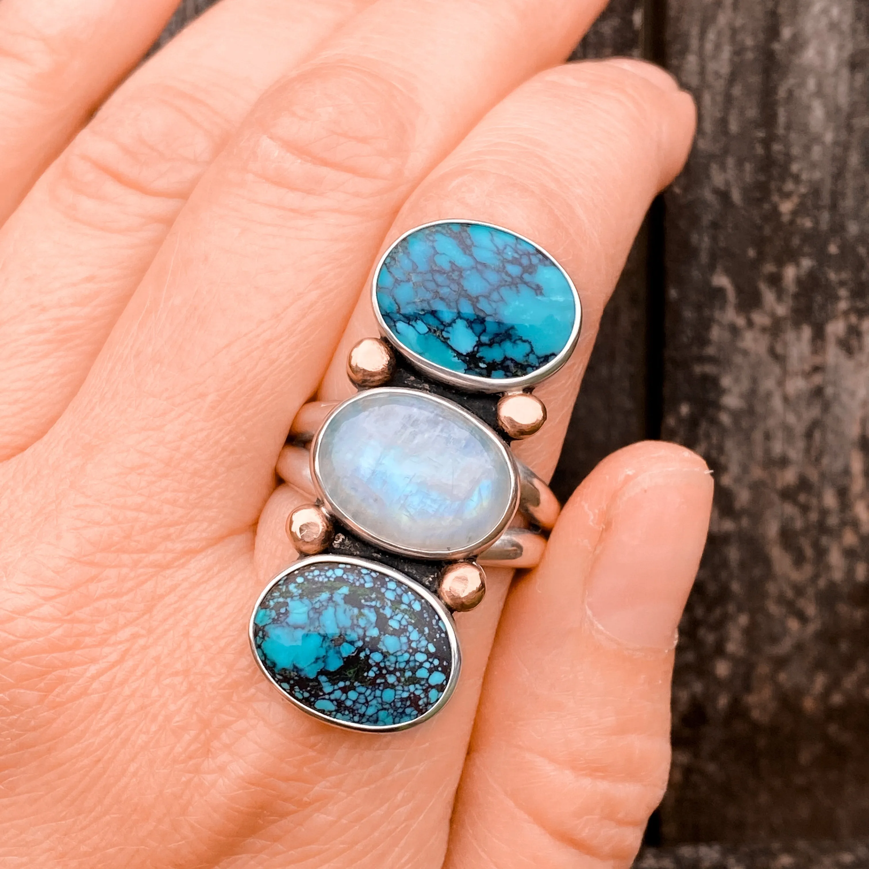 TRIPLE STONED RING - NO. 2 - FINISH TO SIZE