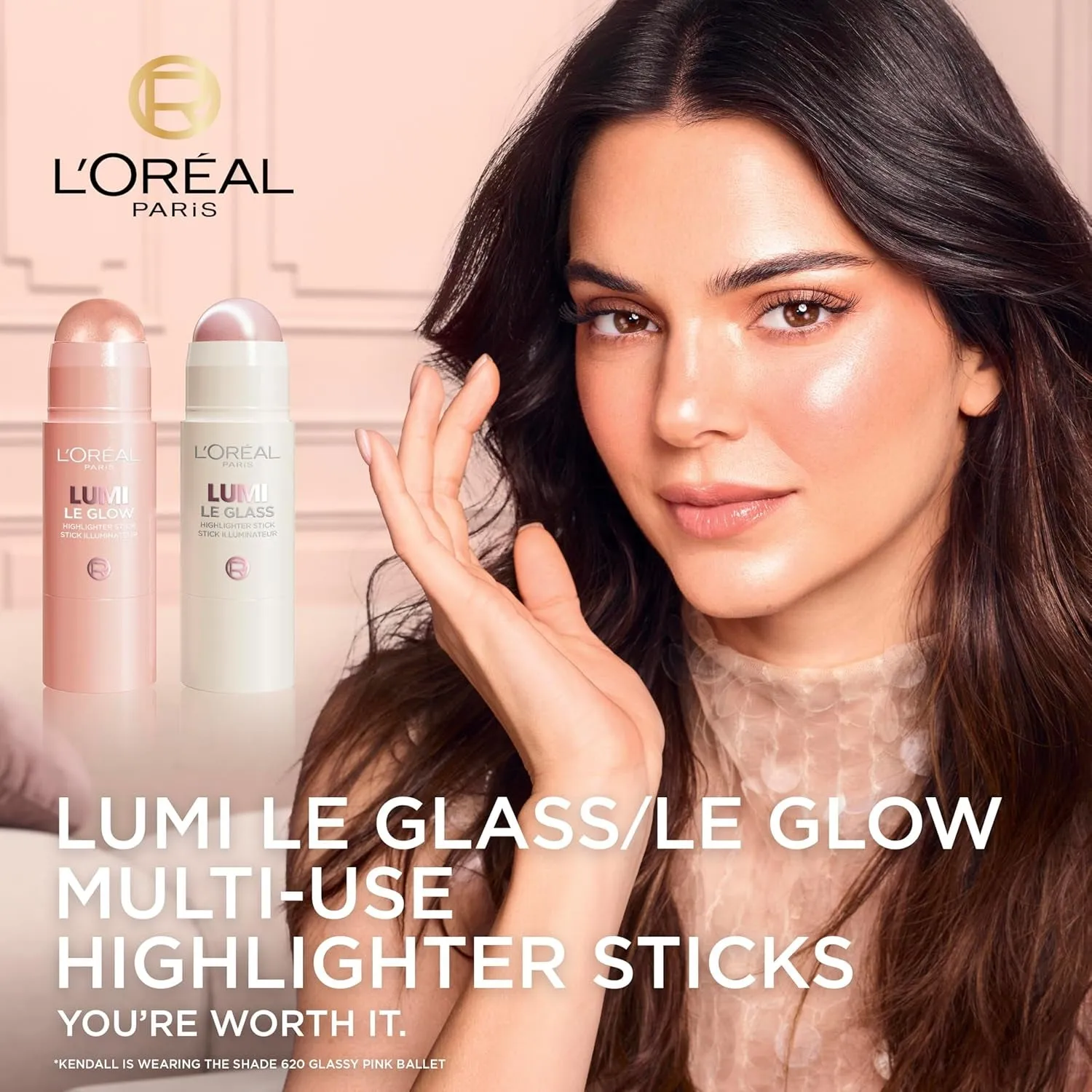True Match Lumi Le Glass Highlighter Stick, Reflective, Translucent, Glassy Highlighter for Face and Body, 610 Glassy Pearl Eclat, 0.25 Oz