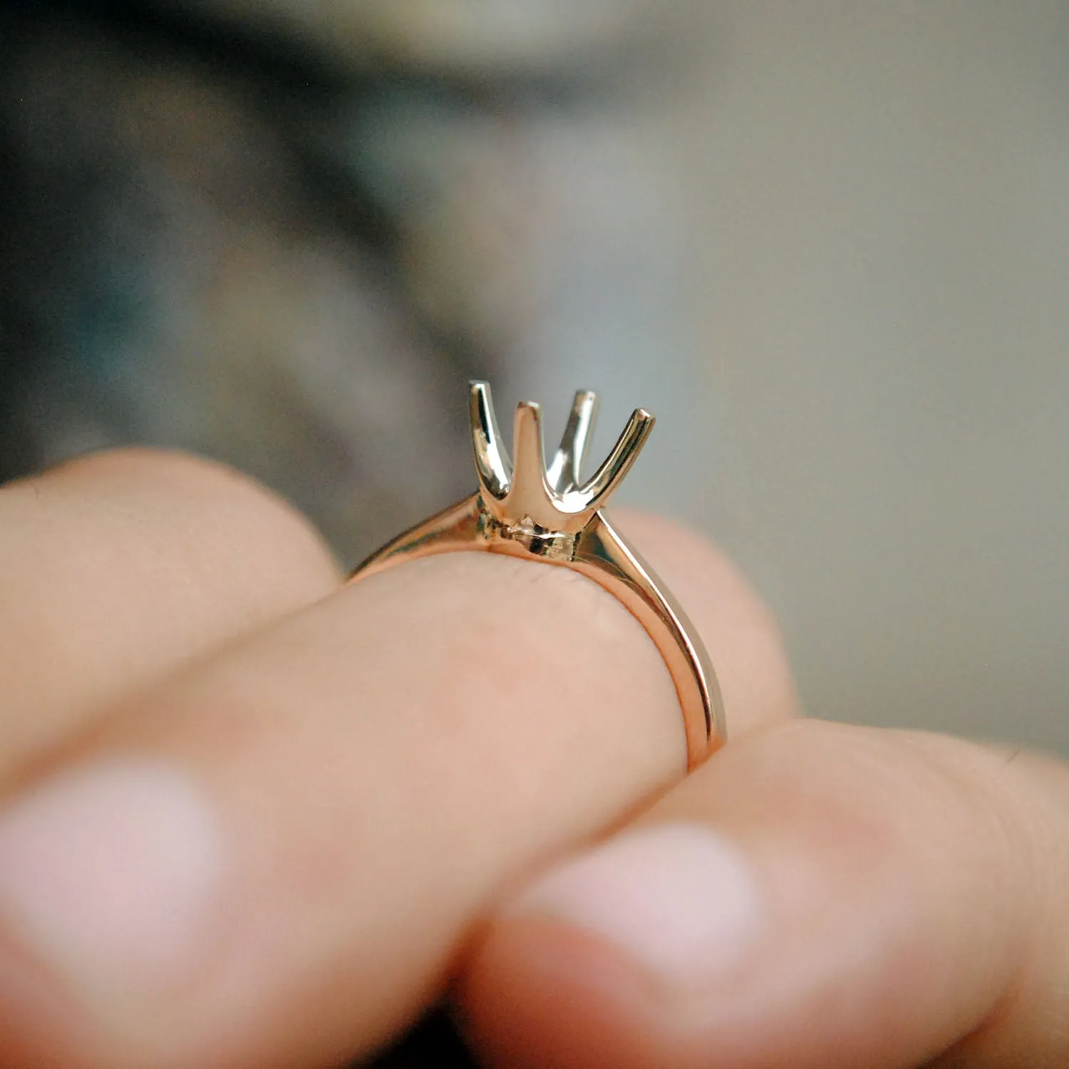 Two Tone 4 Prong Cathedral Ring Semi Mount Jacket for Round Stones