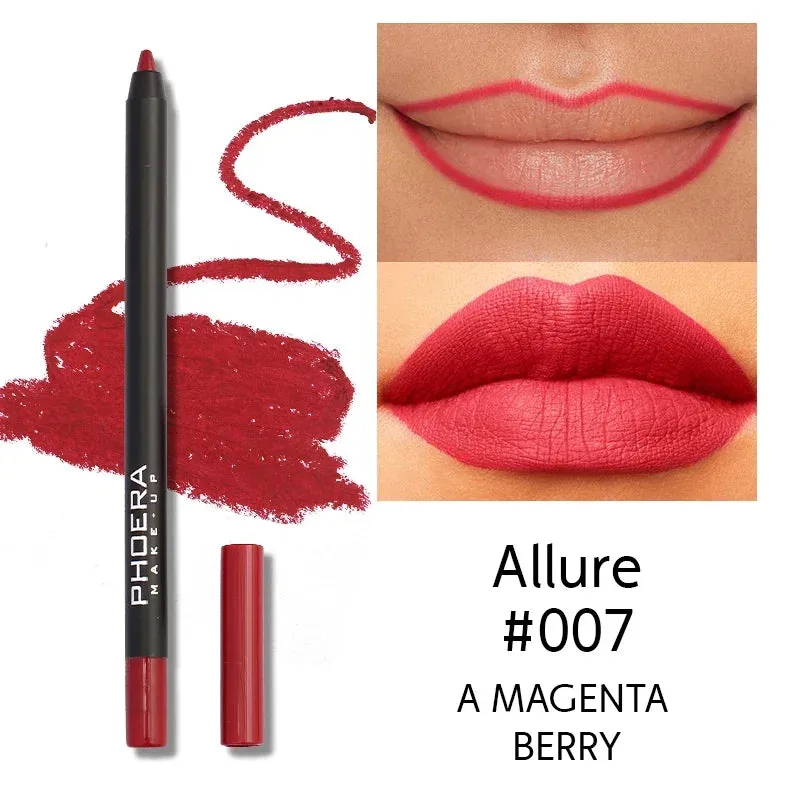 Ultimate 12-Color Red Lip Liner Pen Set - Velvet Matte Finish, Waterproof & Long-Lasting
