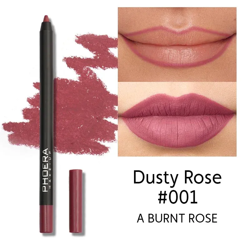 Ultimate 12-Color Red Lip Liner Pen Set - Velvet Matte Finish, Waterproof & Long-Lasting