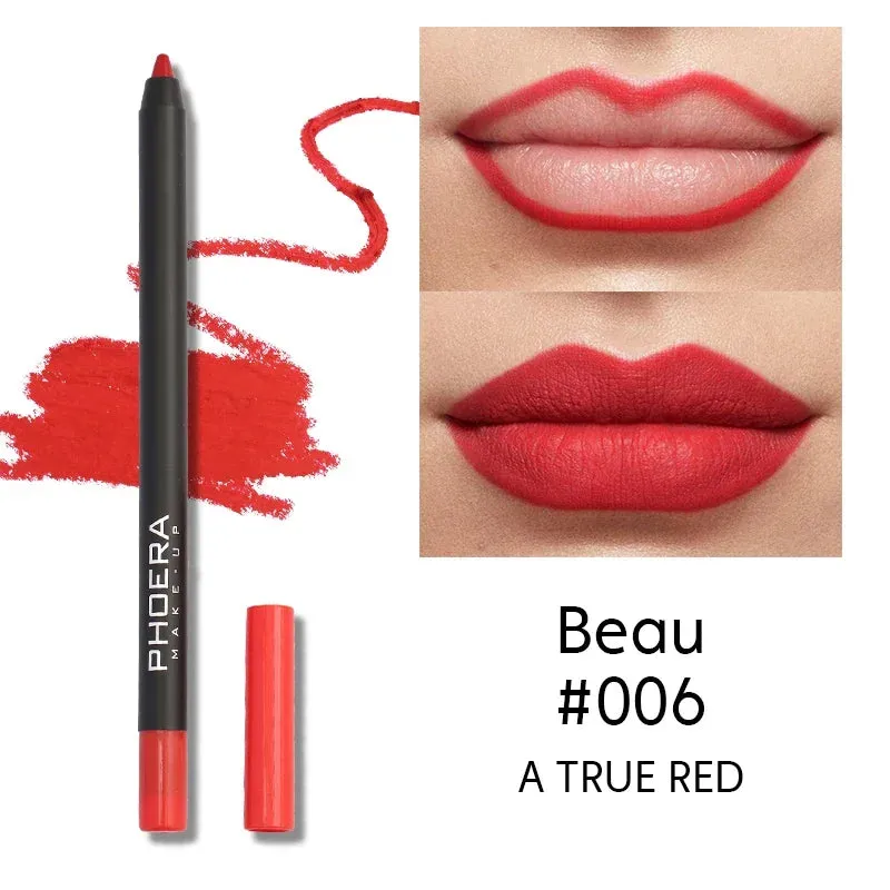 Ultimate 12-Color Red Lip Liner Pen Set - Velvet Matte Finish, Waterproof & Long-Lasting