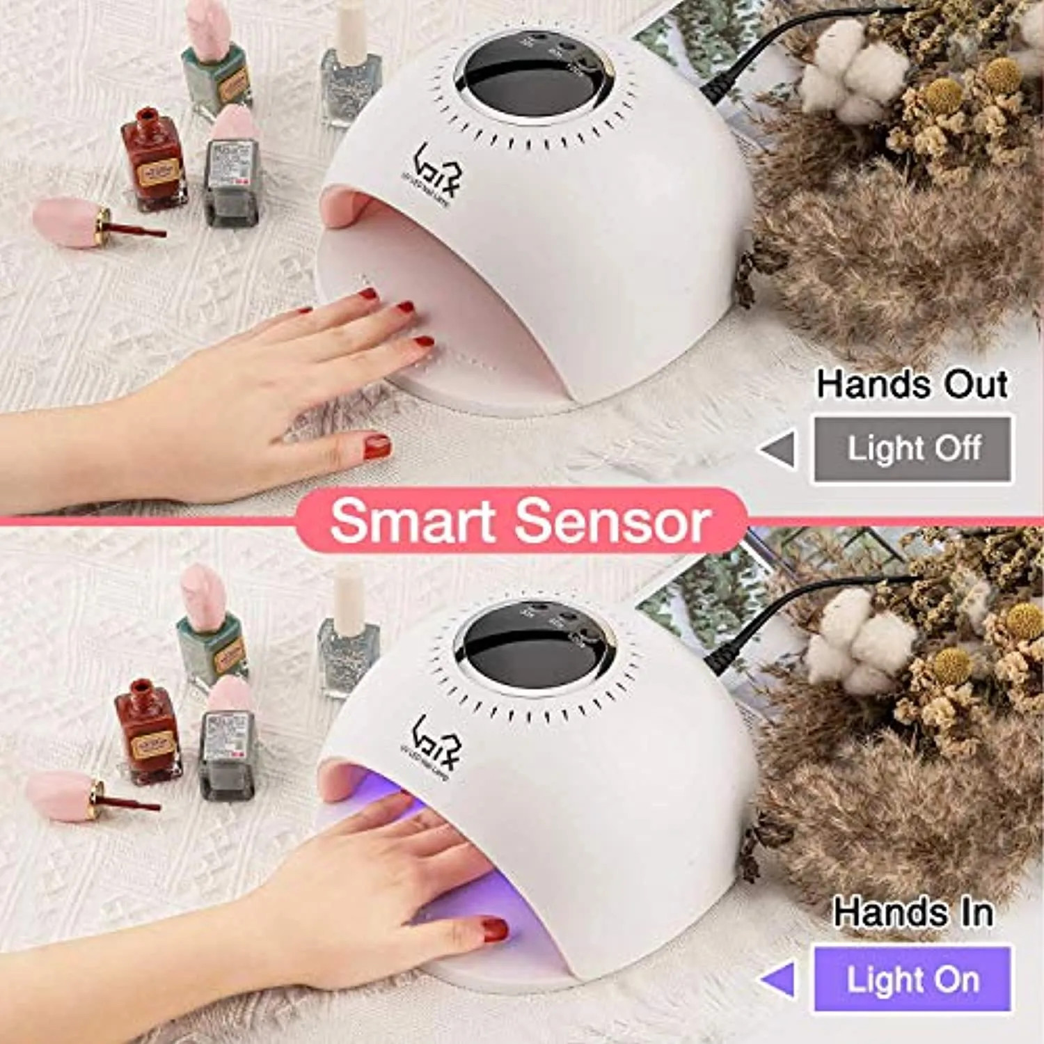 Urvoix UV LED Nail Lamp - 84W Nail Dryer Gel Nail Polish UV Light for Gel Polish, Professional Salon Curing Lamp with 3 Timers Touch Control, LCD Display, Auto-Sensing, Reduce Blackening Light